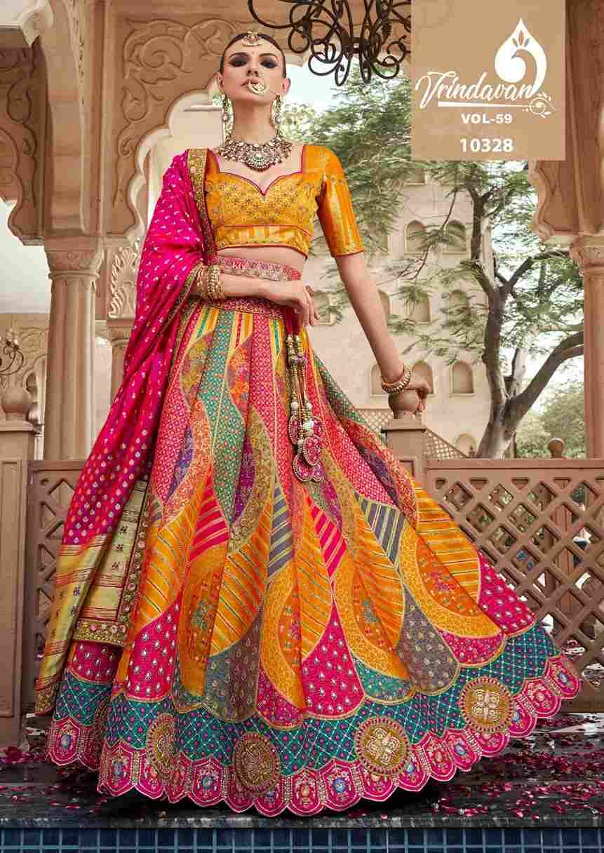 Vrindavan Vol-59 By Vrindavan 10326 To 10331 Series Bridal Wear Collection Beautiful Stylish Colorful Fancy Party Wear & Occasional Wear Banarasi Silk Lehengas At Wholesale Price