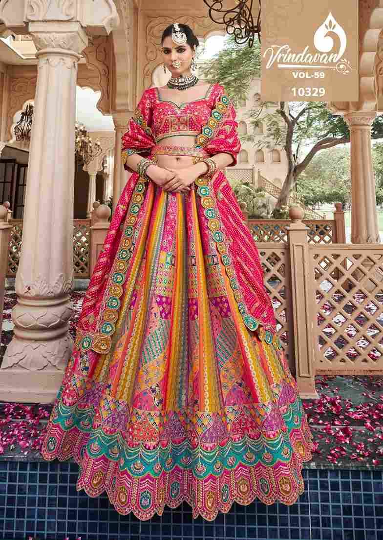 Vrindavan Vol-59 By Vrindavan 10326 To 10331 Series Bridal Wear Collection Beautiful Stylish Colorful Fancy Party Wear & Occasional Wear Banarasi Silk Lehengas At Wholesale Price