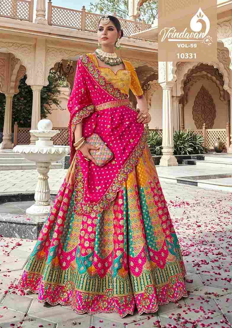 Vrindavan Vol-59 By Vrindavan 10326 To 10331 Series Bridal Wear Collection Beautiful Stylish Colorful Fancy Party Wear & Occasional Wear Banarasi Silk Lehengas At Wholesale Price
