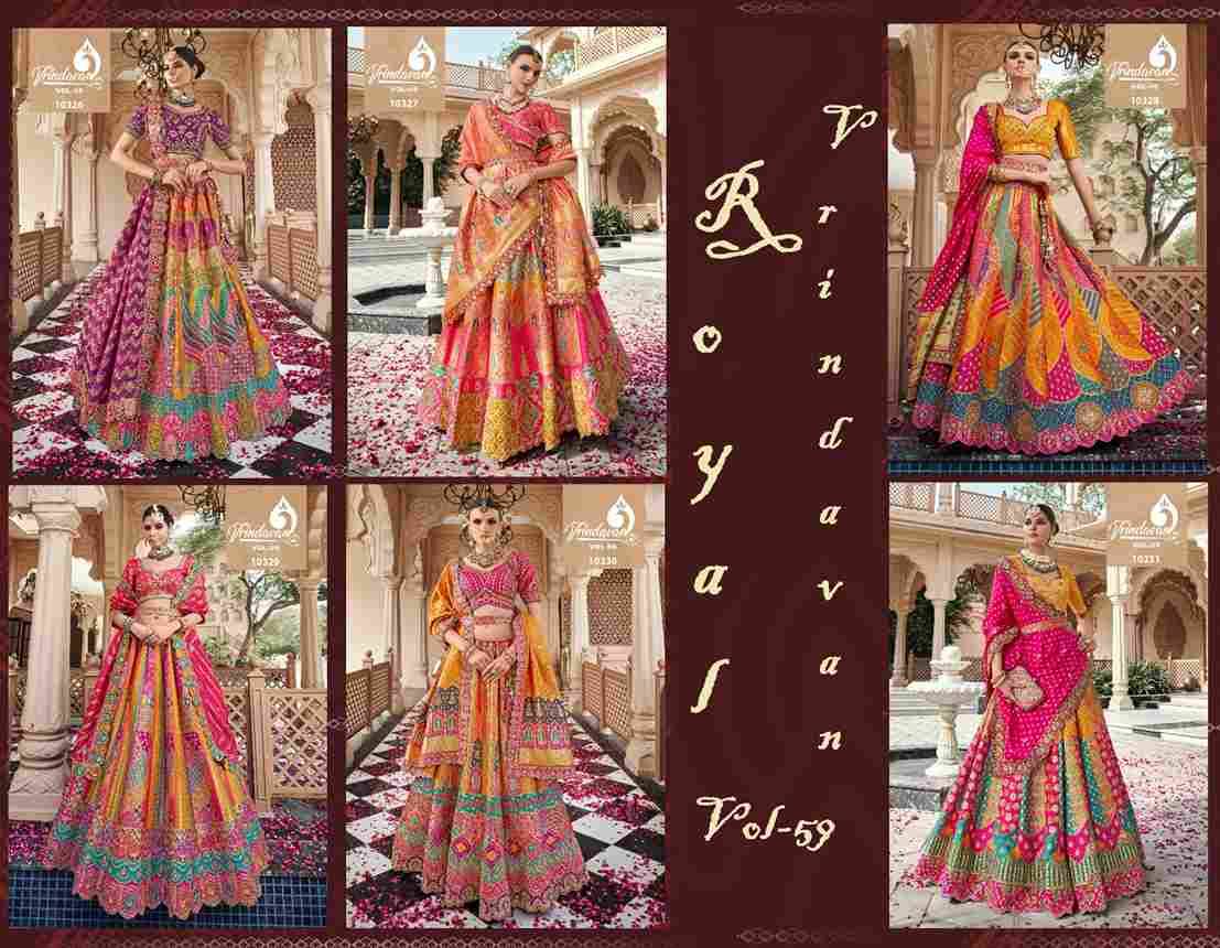 Vrindavan Vol-59 By Vrindavan 10326 To 10331 Series Bridal Wear Collection Beautiful Stylish Colorful Fancy Party Wear & Occasional Wear Banarasi Silk Lehengas At Wholesale Price