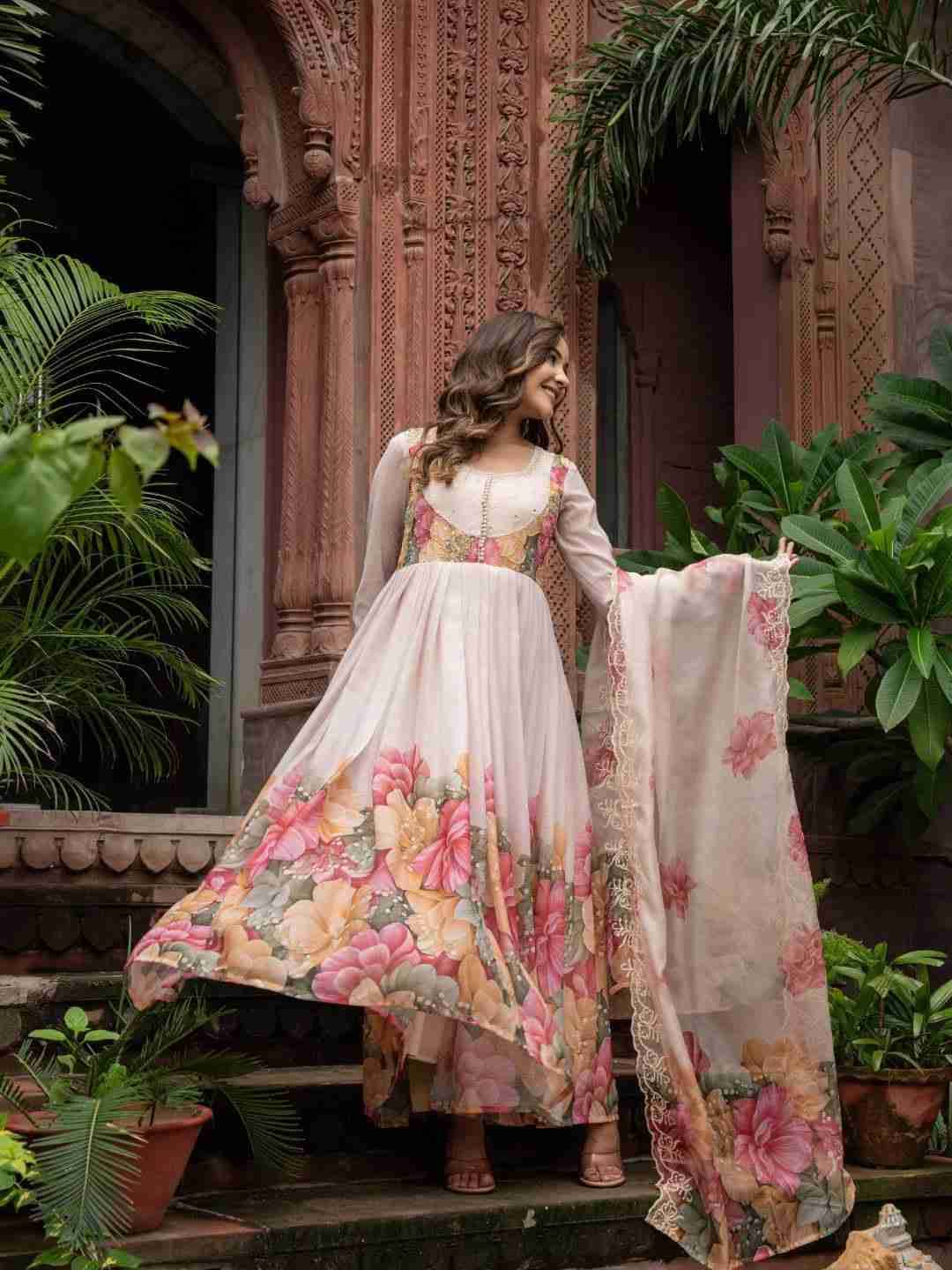 Mb-515 By Fashid Wholesale Beautiful Stylish Fancy Colorful Casual Wear & Ethnic Wear Faux Georgette Gown At Wholesale Price