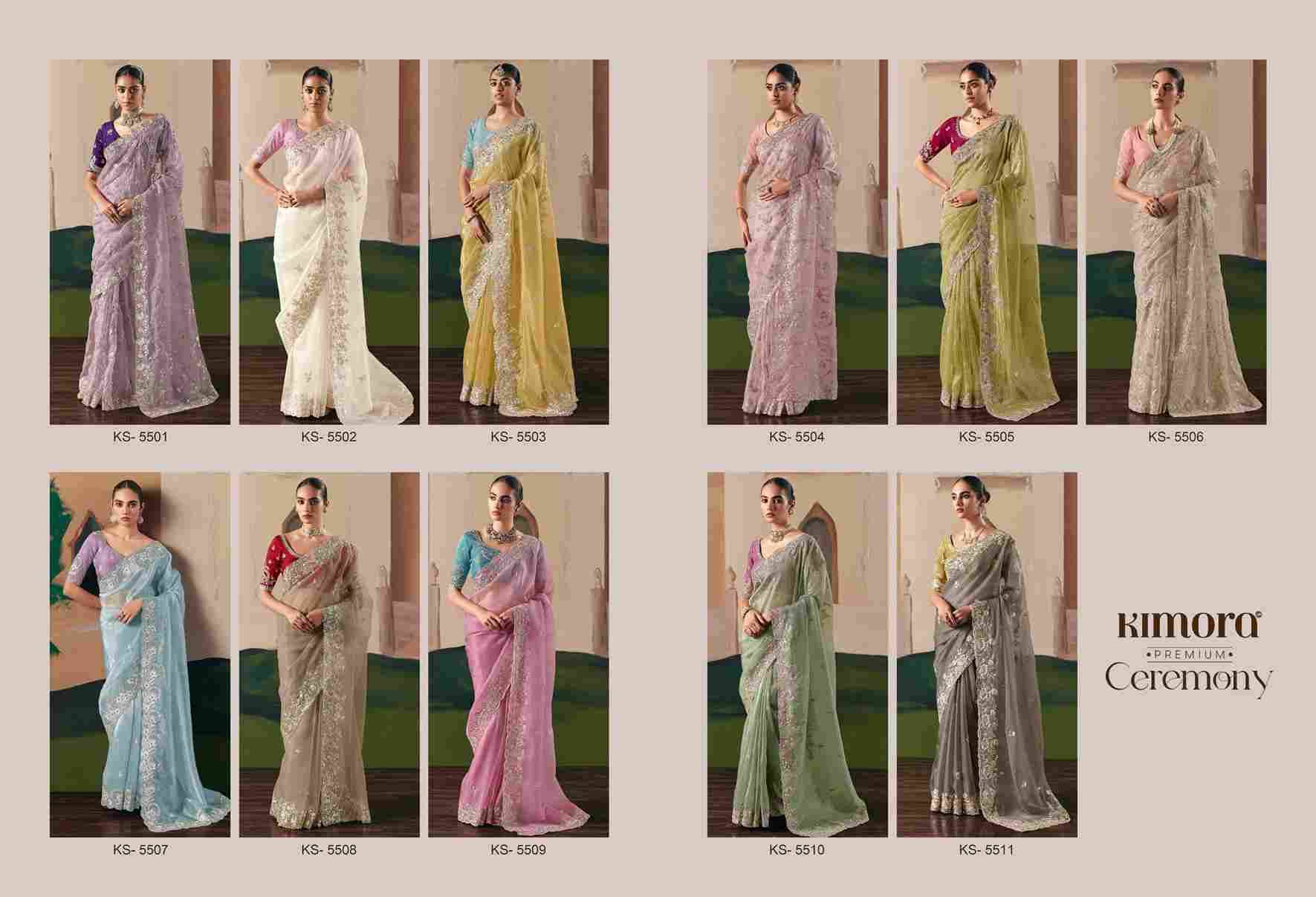 Ceremony By Kimora Fashion 5501 To 5511 Series Indian Traditional Wear Collection Beautiful Stylish Fancy Colorful Party Wear & Occasional Wear Fancy Sarees At Wholesale Price