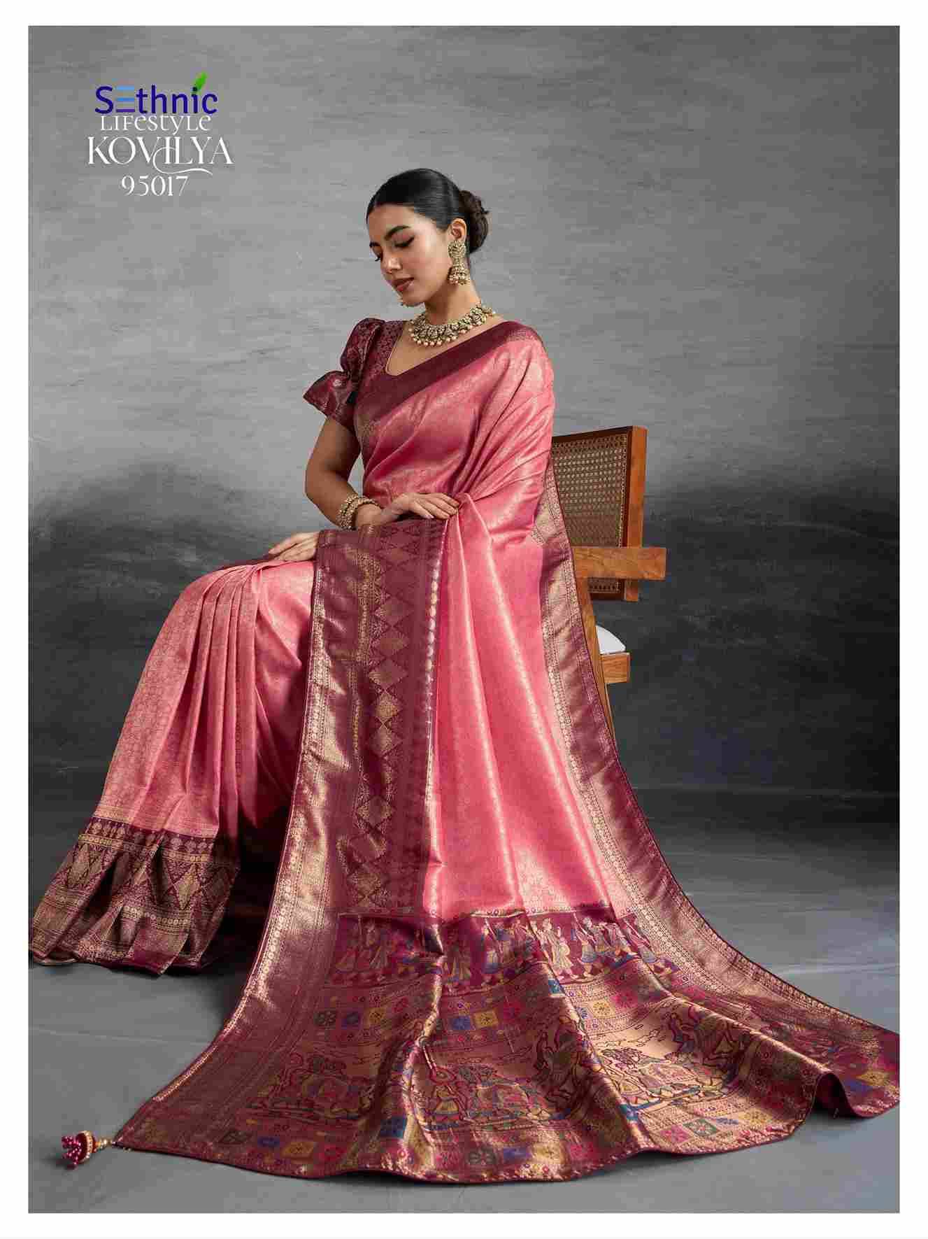 Kovilya Vol-5 By Sethnic 95017 To 95020 Series Indian Traditional Wear Collection Beautiful Stylish Fancy Colorful Party Wear & Occasional Wear Kanjivaram Silk Sarees At Wholesale Price