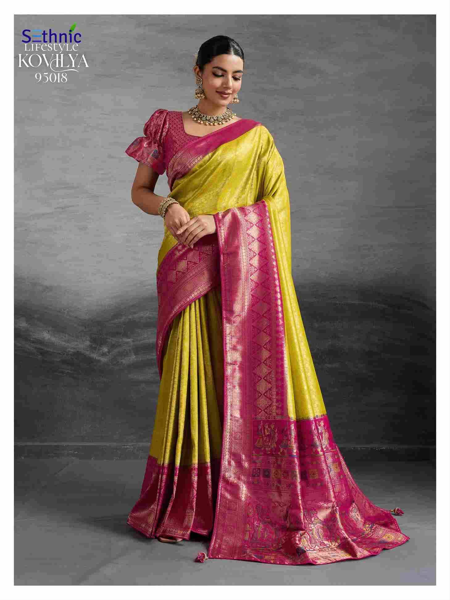 Kovilya Vol-5 By Sethnic 95017 To 95020 Series Indian Traditional Wear Collection Beautiful Stylish Fancy Colorful Party Wear & Occasional Wear Kanjivaram Silk Sarees At Wholesale Price