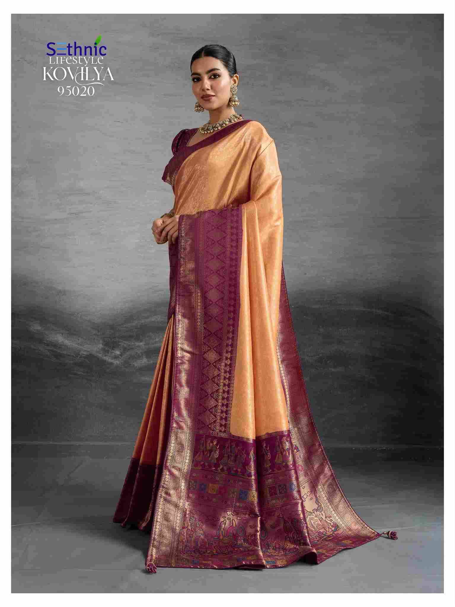 Kovilya Vol-5 By Sethnic 95017 To 95020 Series Indian Traditional Wear Collection Beautiful Stylish Fancy Colorful Party Wear & Occasional Wear Kanjivaram Silk Sarees At Wholesale Price