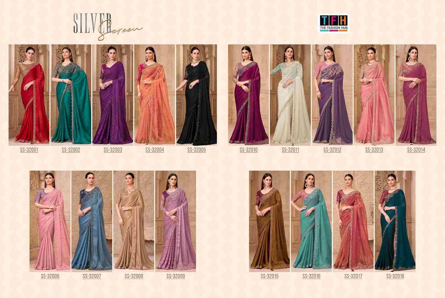 Silver Screen Vol-22 By TFH 32001 To 32018 Series Indian Traditional Wear Collection Beautiful Stylish Fancy Colorful Party Wear & Occasional Wear Satin Silk/Georgette Sarees At Wholesale Price