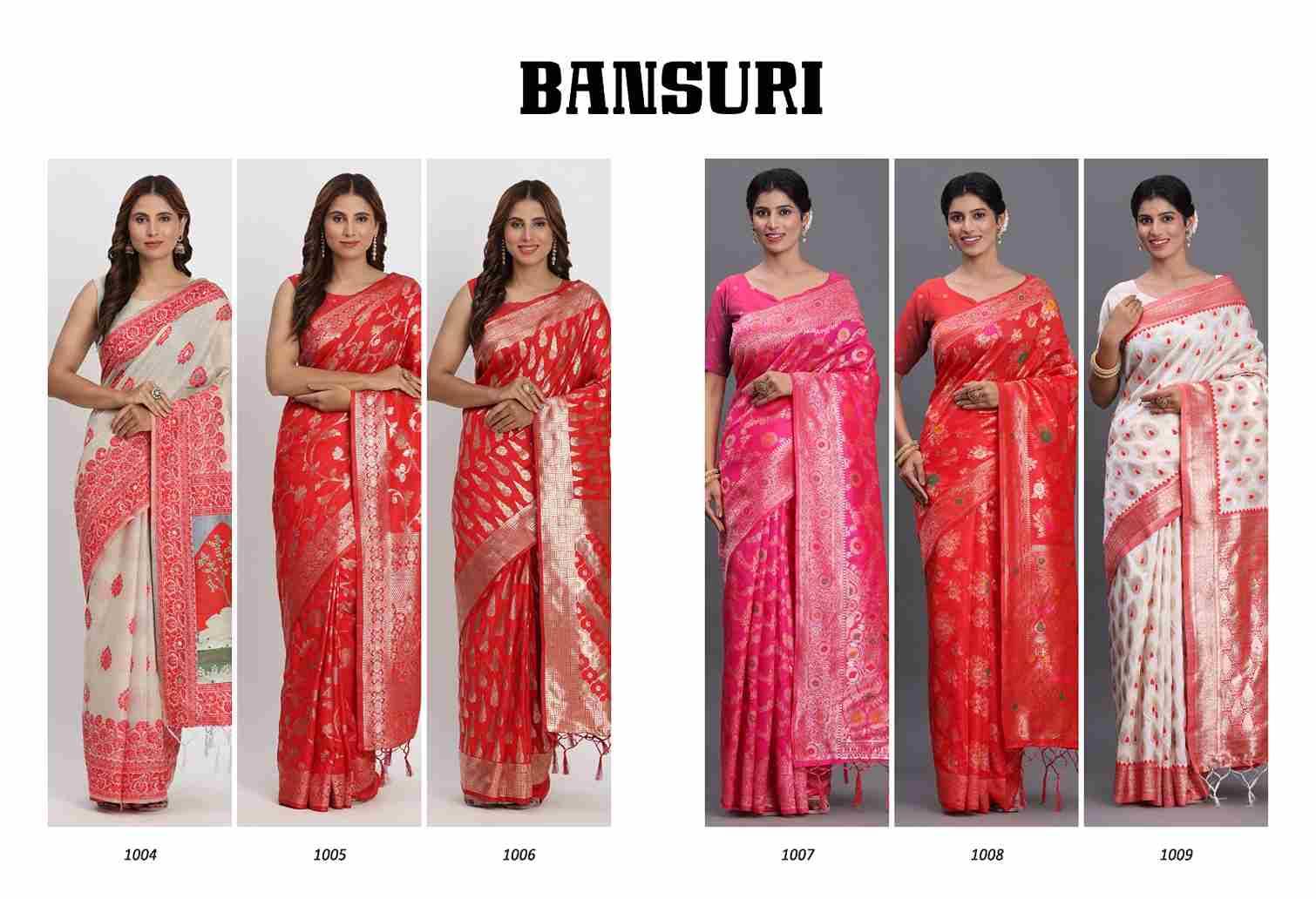 Bansuri By Fashid Wholesale 1001 To 1006 Indian Traditional Wear Collection Beautiful Stylish Fancy Colorful Party Wear & Occasional Wear Linen Cotton Sarees At Wholesale Price