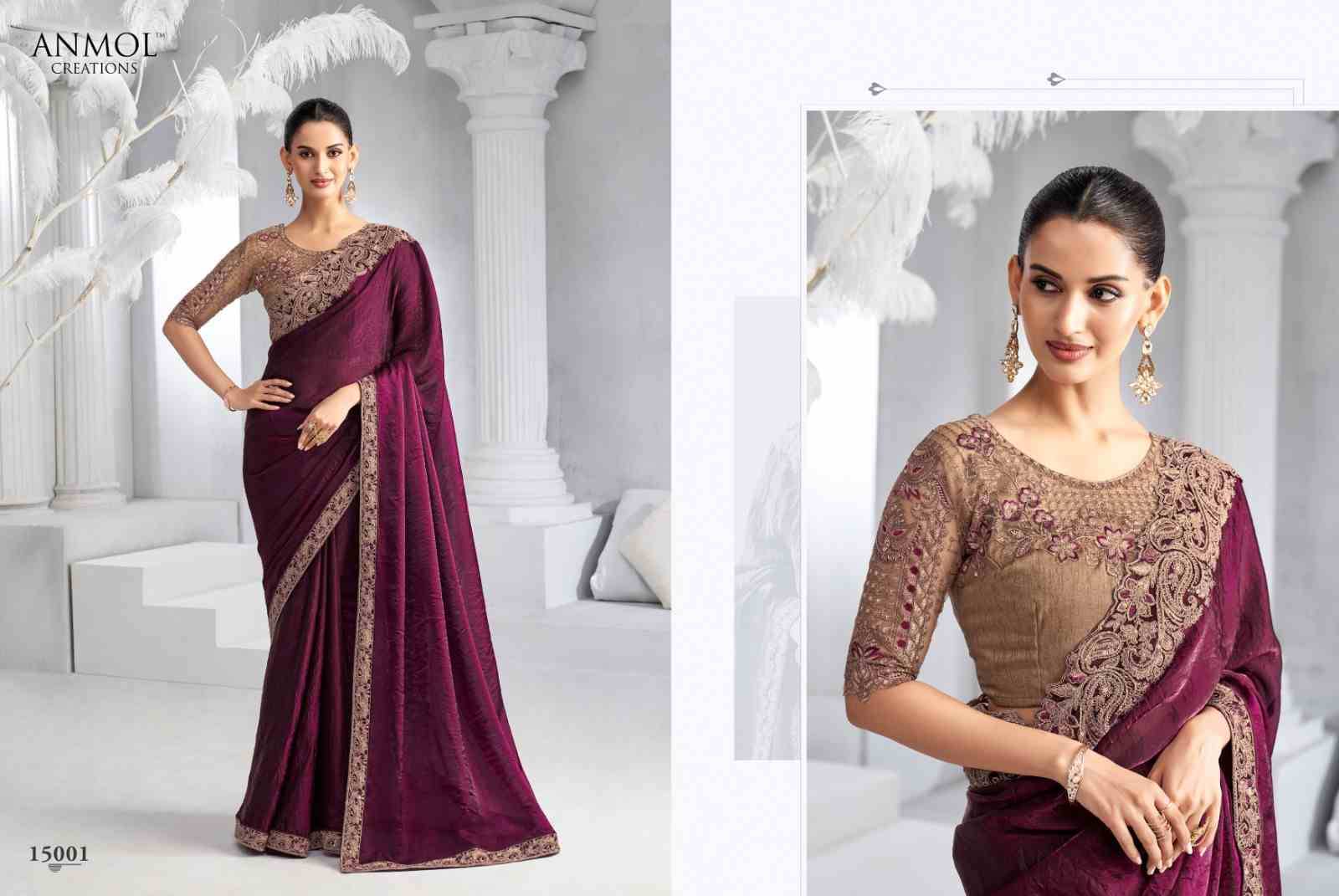 Elegance Vol-20 By Anmol Creation 15001 To 15016 Series Indian Traditional Wear Collection Beautiful Stylish Fancy Colorful Party Wear & Occasional Wear Fendy Sarees At Wholesale Price
