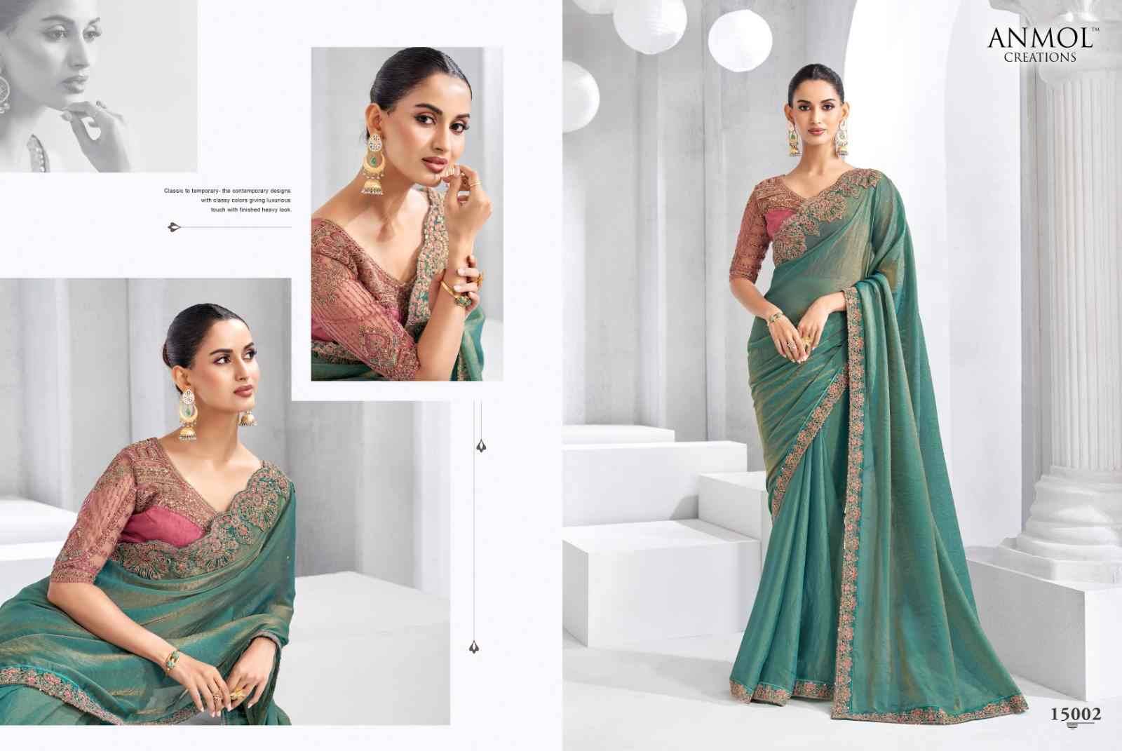 Elegance Vol-20 By Anmol Creation 15001 To 15016 Series Indian Traditional Wear Collection Beautiful Stylish Fancy Colorful Party Wear & Occasional Wear Fendy Sarees At Wholesale Price