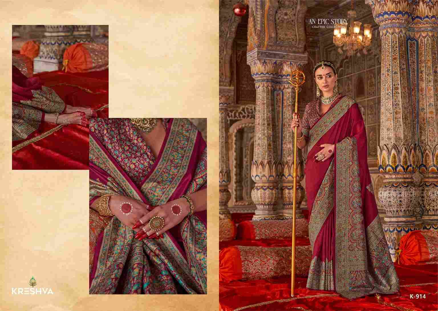 Roopvati By Kreshva 910 To 915 Series Indian Traditional Wear Collection Beautiful Stylish Fancy Colorful Party Wear & Occasional Wear Silk Sarees At Wholesale Price