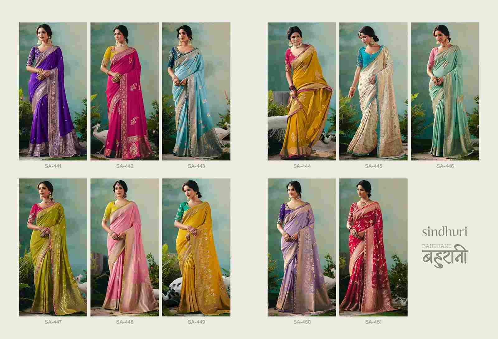 Sindhuri Bahurani By Kimora Fashion 441 To 451 Series Indian Traditional Wear Collection Beautiful Stylish Fancy Colorful Party Wear & Occasional Wear Viscose Silk Sarees At Wholesale Price