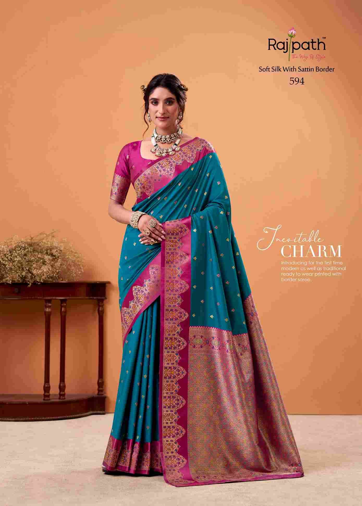 Taapi Ghat By Rajpath 592 To 599 Series Indian Traditional Wear Collection Beautiful Stylish Fancy Colorful Party Wear & Occasional Wear Satin Silk Sarees At Wholesale Price