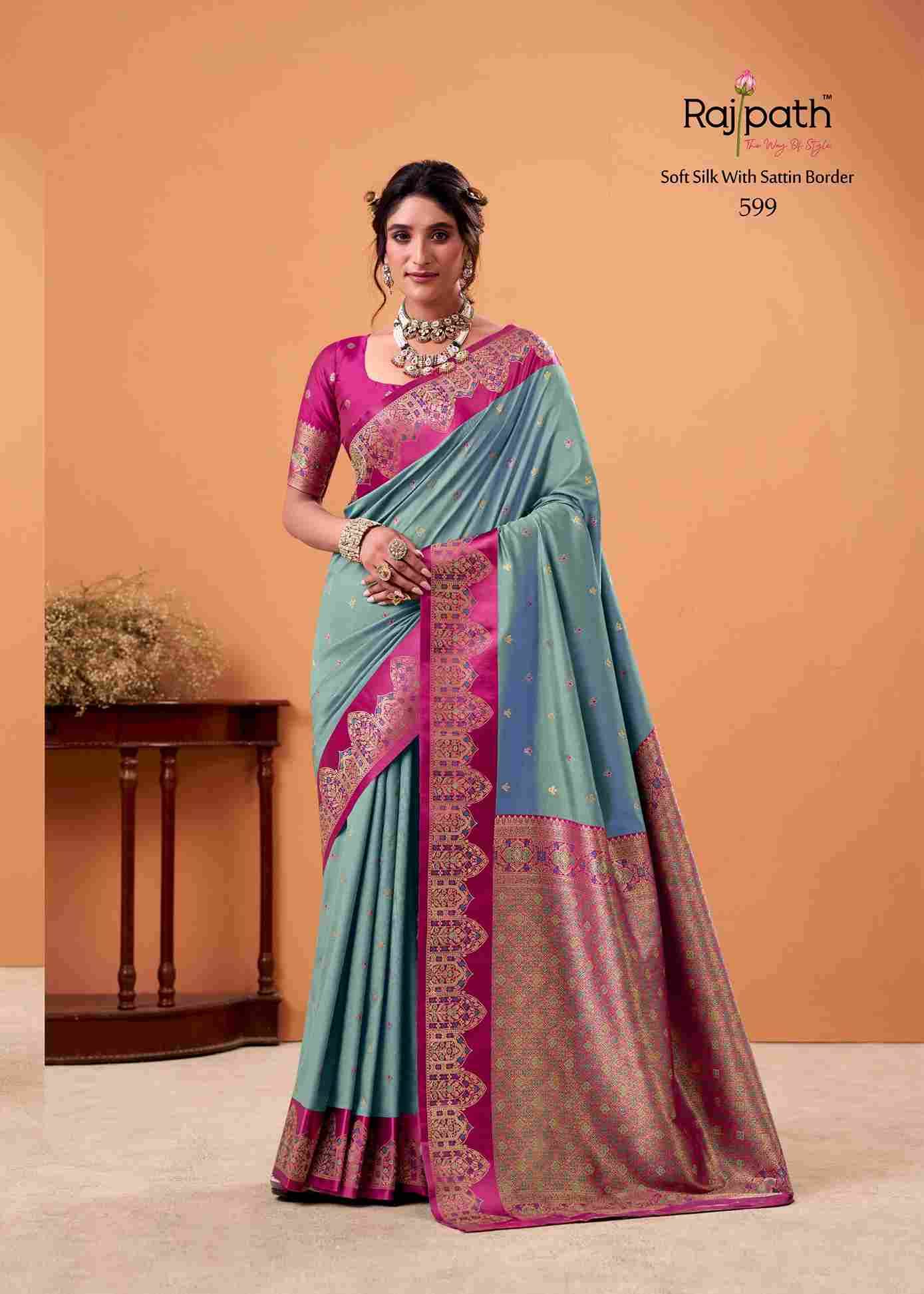 Taapi Ghat By Rajpath 592 To 599 Series Indian Traditional Wear Collection Beautiful Stylish Fancy Colorful Party Wear & Occasional Wear Satin Silk Sarees At Wholesale Price