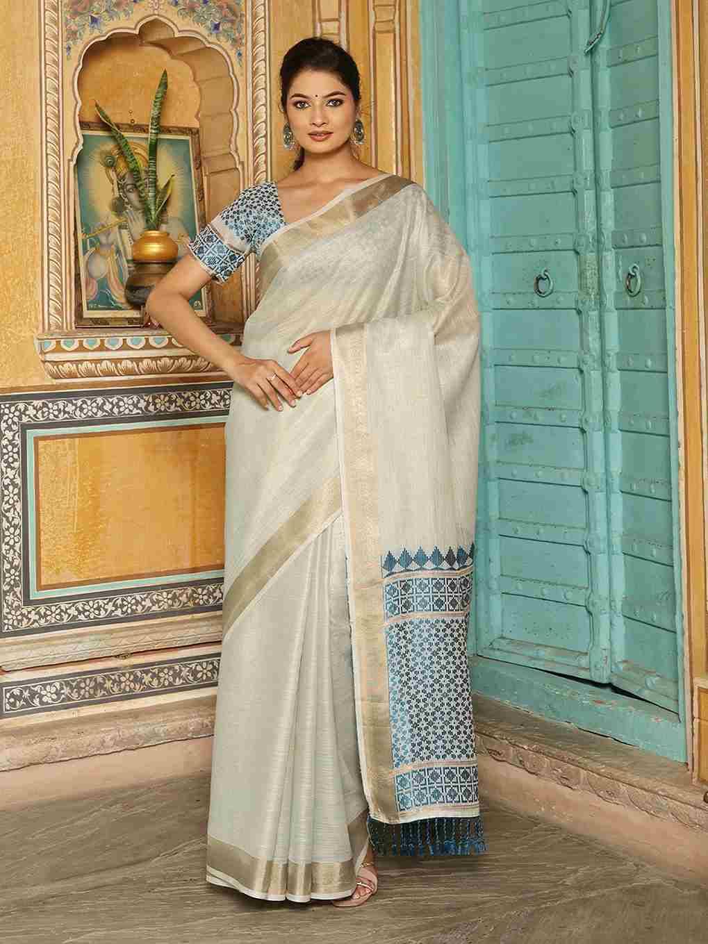 Henoi Threads By Fashid Wholesale 1001 To 1006 Indian Traditional Wear Collection Beautiful Stylish Fancy Colorful Party Wear & Occasional Wear Linen Sarees At Wholesale Price