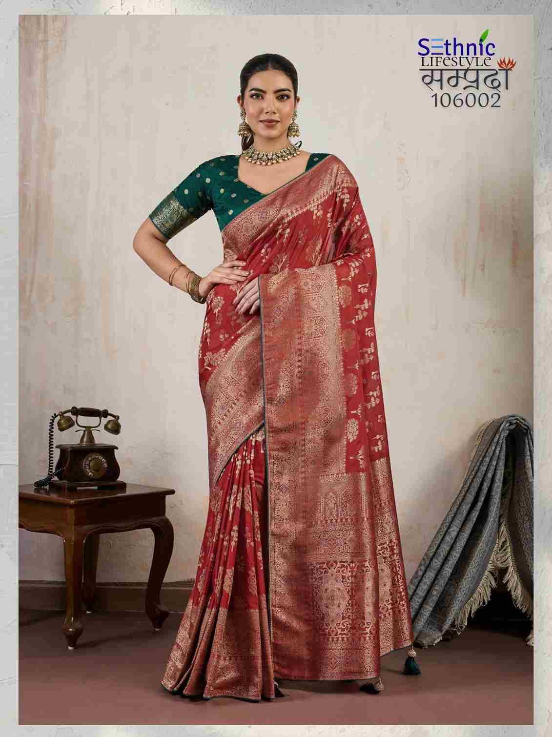 Samprada By Sethnic 106001 To 106004 Series Indian Traditional Wear Collection Beautiful Stylish Fancy Colorful Party Wear & Occasional Wear Soft Silk Sarees At Wholesale Price