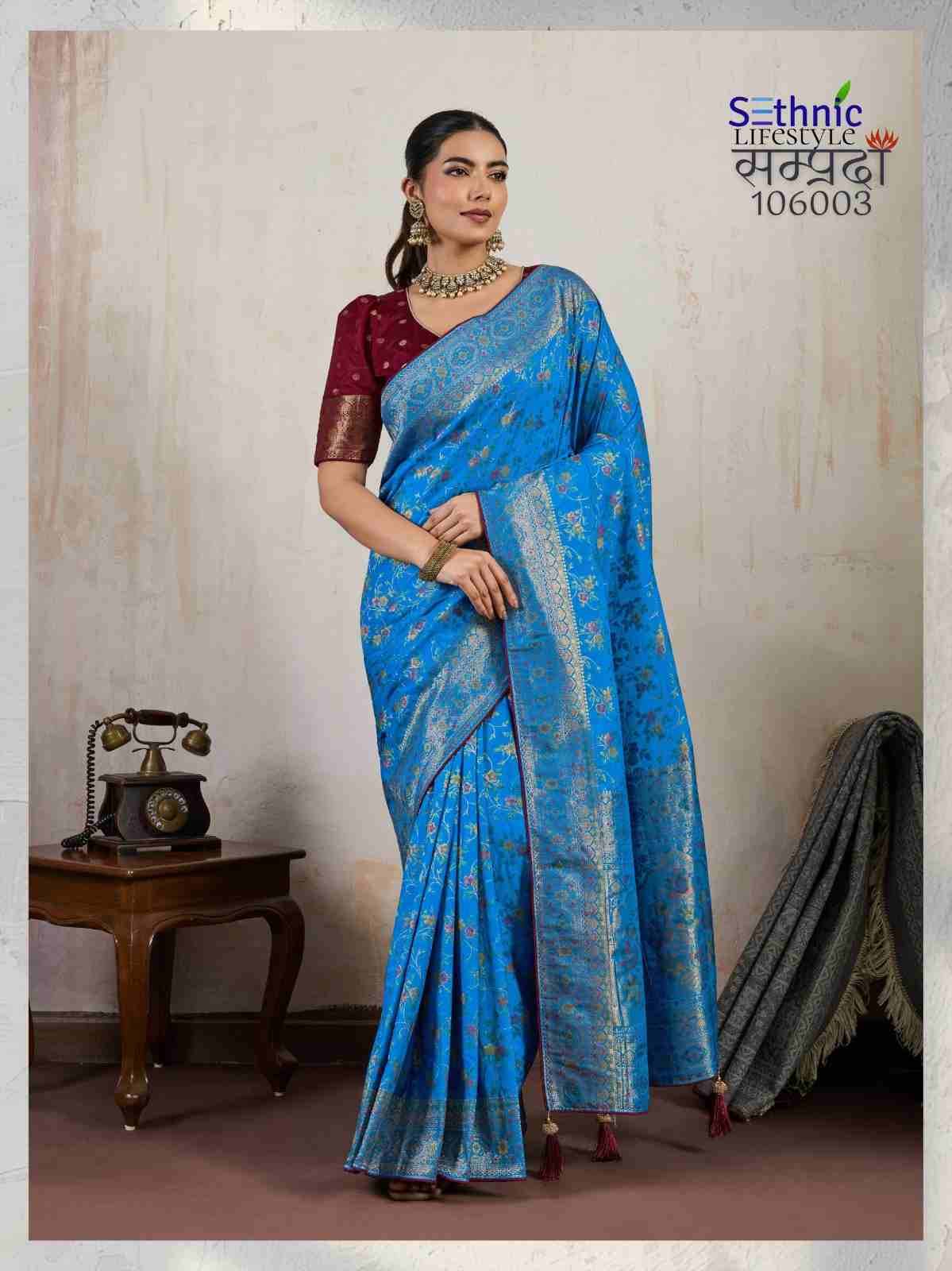 Samprada By Sethnic 106001 To 106004 Series Indian Traditional Wear Collection Beautiful Stylish Fancy Colorful Party Wear & Occasional Wear Soft Silk Sarees At Wholesale Price