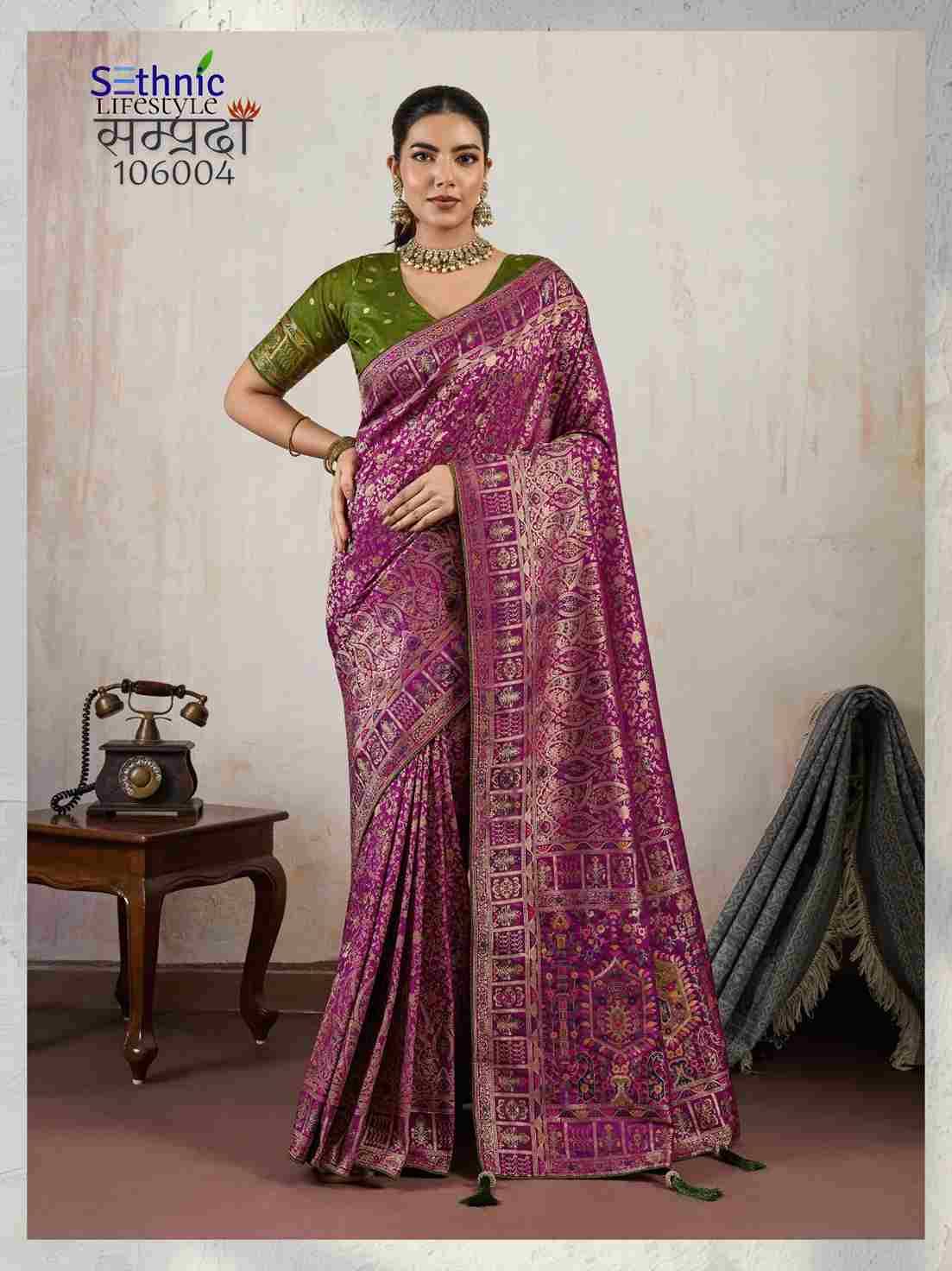 Samprada By Sethnic 106001 To 106004 Series Indian Traditional Wear Collection Beautiful Stylish Fancy Colorful Party Wear & Occasional Wear Soft Silk Sarees At Wholesale Price