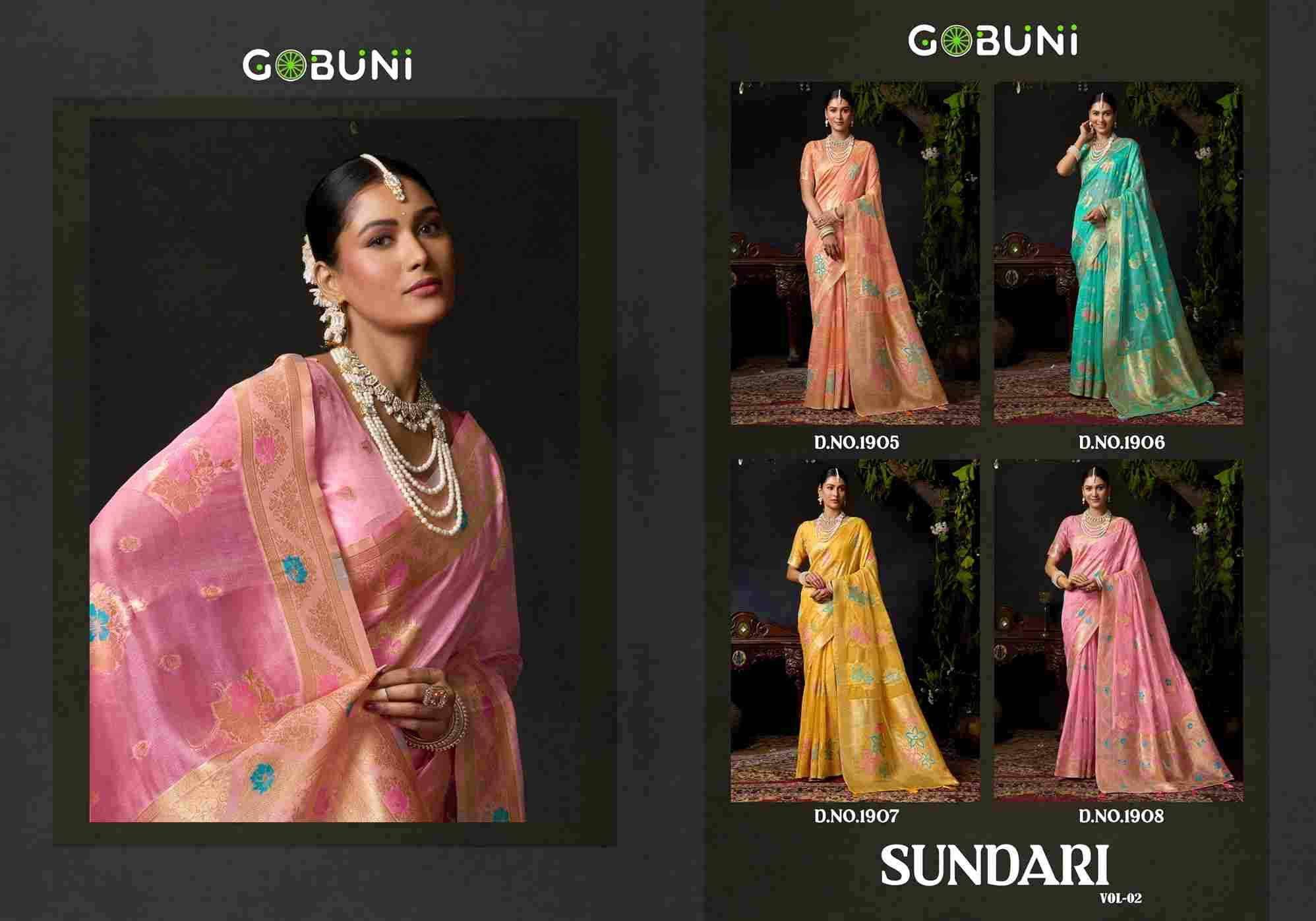 Sundari Vol-2 By Gobuni 1905 To 1908 Indian Traditional Wear Collection Beautiful Stylish Fancy Colorful Party Wear & Occasional Wear Organza Sarees At Wholesale Price