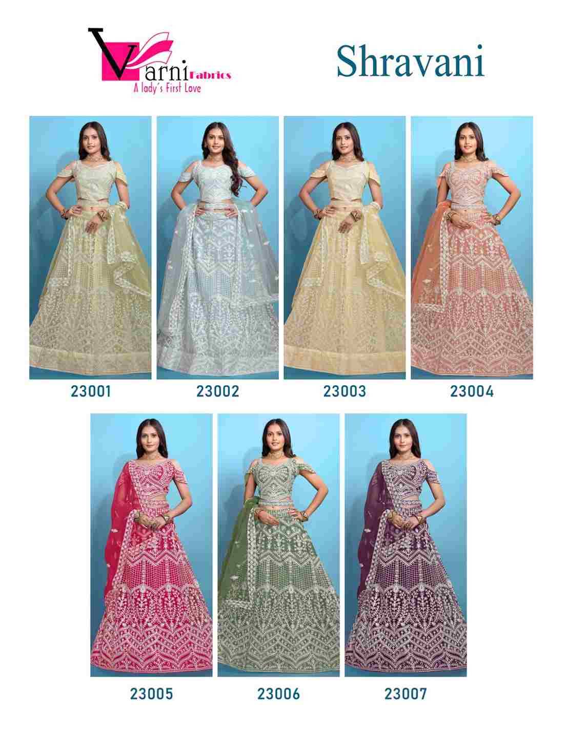 Shravari By Varni Fabrics 23001 To 23007 Series Designer Beautiful Collection Occasional Wear & Party Wear Net Lehengas At Wholesale Price