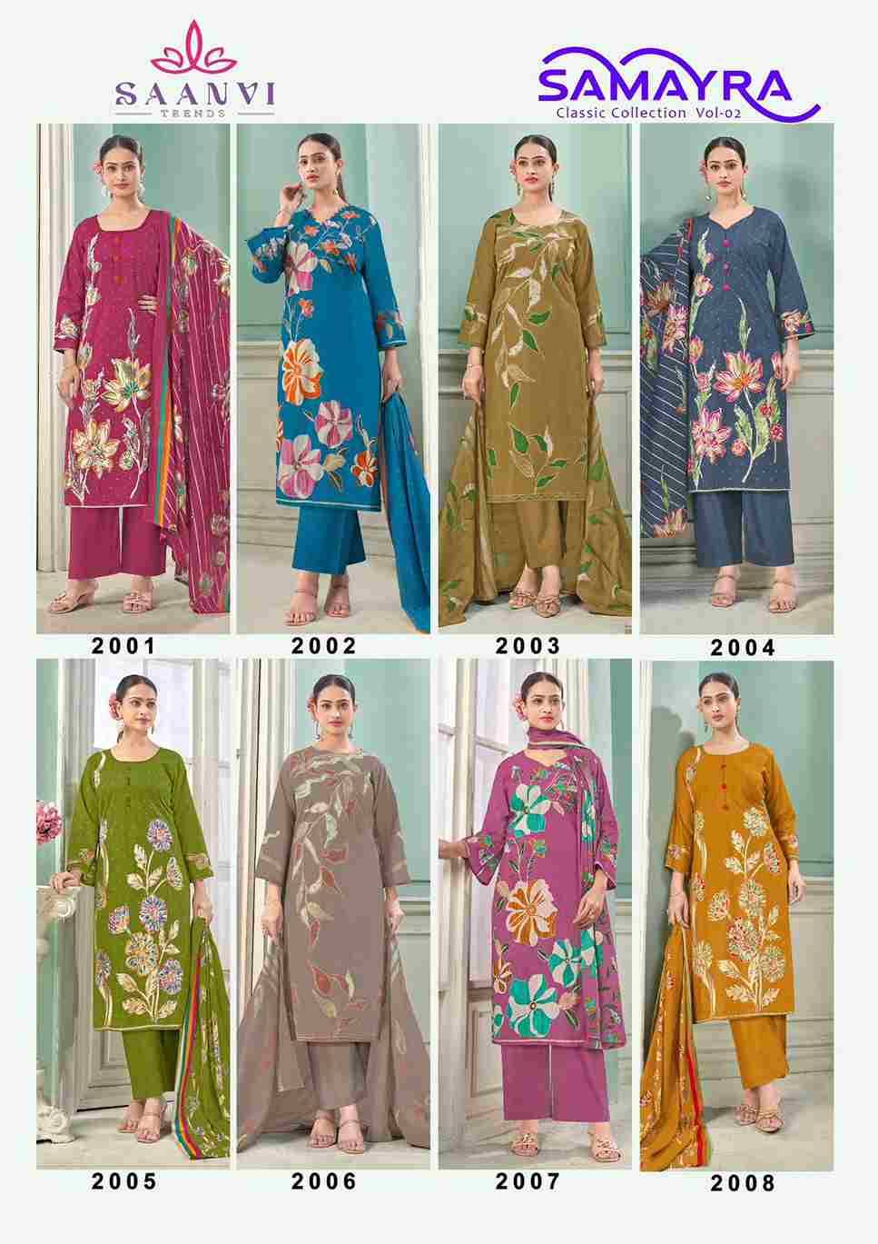 Samayra Vol-2 By Saanvi Trends 2001 To 2008 Series Beautiful Suits Colorful Stylish Fancy Casual Wear & Ethnic Wear Pure Cotton Print Dresses At Wholesale Price