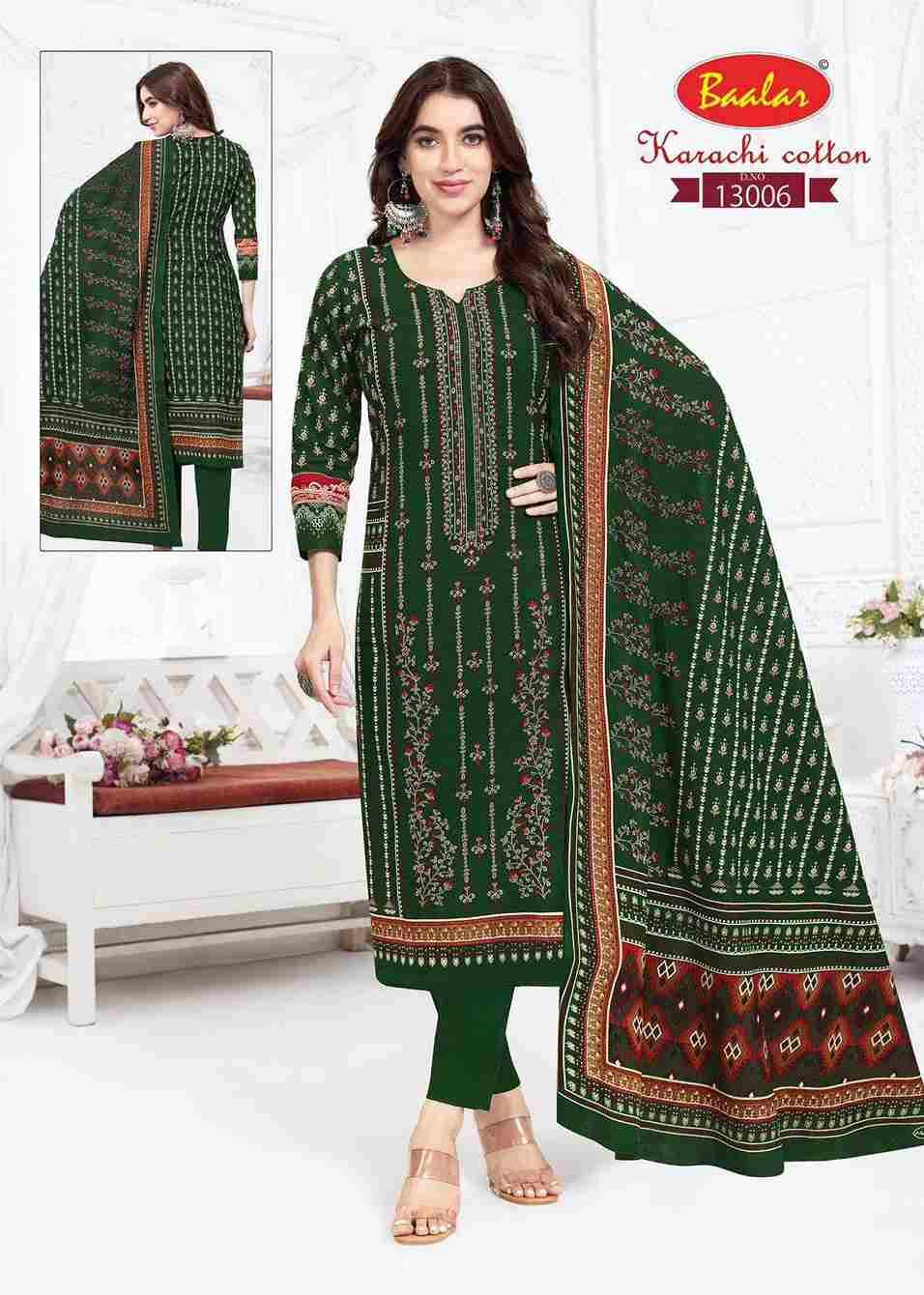 Karachi Cotton Vol-13 By Baalar Fashion 13005 To 13013 Series Beautiful Stylish Festive Suits Fancy Colorful Casual Wear & Ethnic Wear & Ready To Wear Pure Lawn Cotton Dresses At Wholesale Price