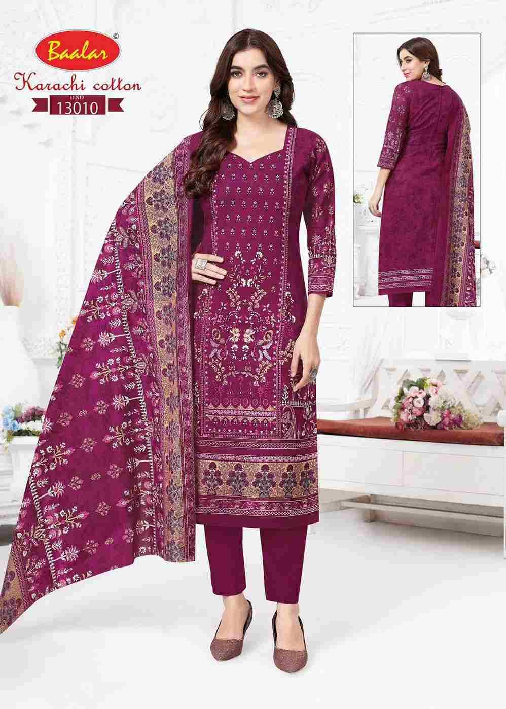 Karachi Cotton Vol-13 By Baalar Fashion 13005 To 13013 Series Beautiful Stylish Festive Suits Fancy Colorful Casual Wear & Ethnic Wear & Ready To Wear Pure Lawn Cotton Dresses At Wholesale Price