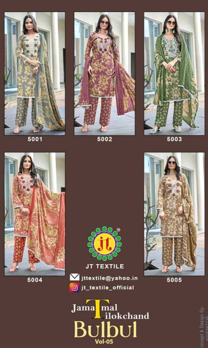 Bulbul Vol-5 By JT 5001 To 5005 Series Beautiful Festive Suits Colorful Stylish Fancy Casual Wear & Ethnic Wear Rayon Dresses At Wholesale Price