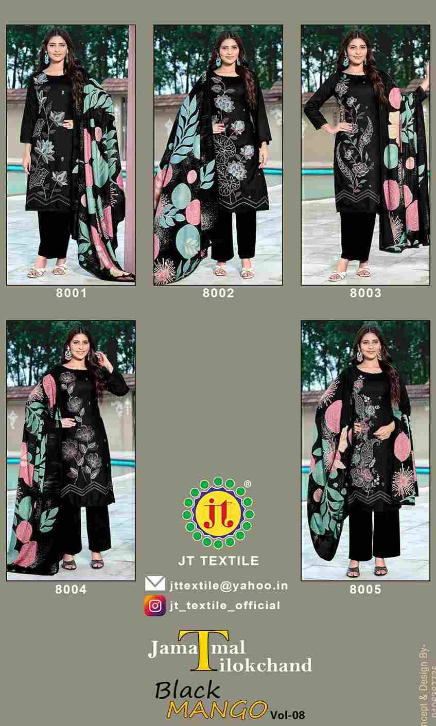 Black Mango Vol-8 By JT 8001 To 8005 Series Beautiful Festive Suits Colorful Stylish Fancy Casual Wear & Ethnic Wear Rayon Dresses At Wholesale Price