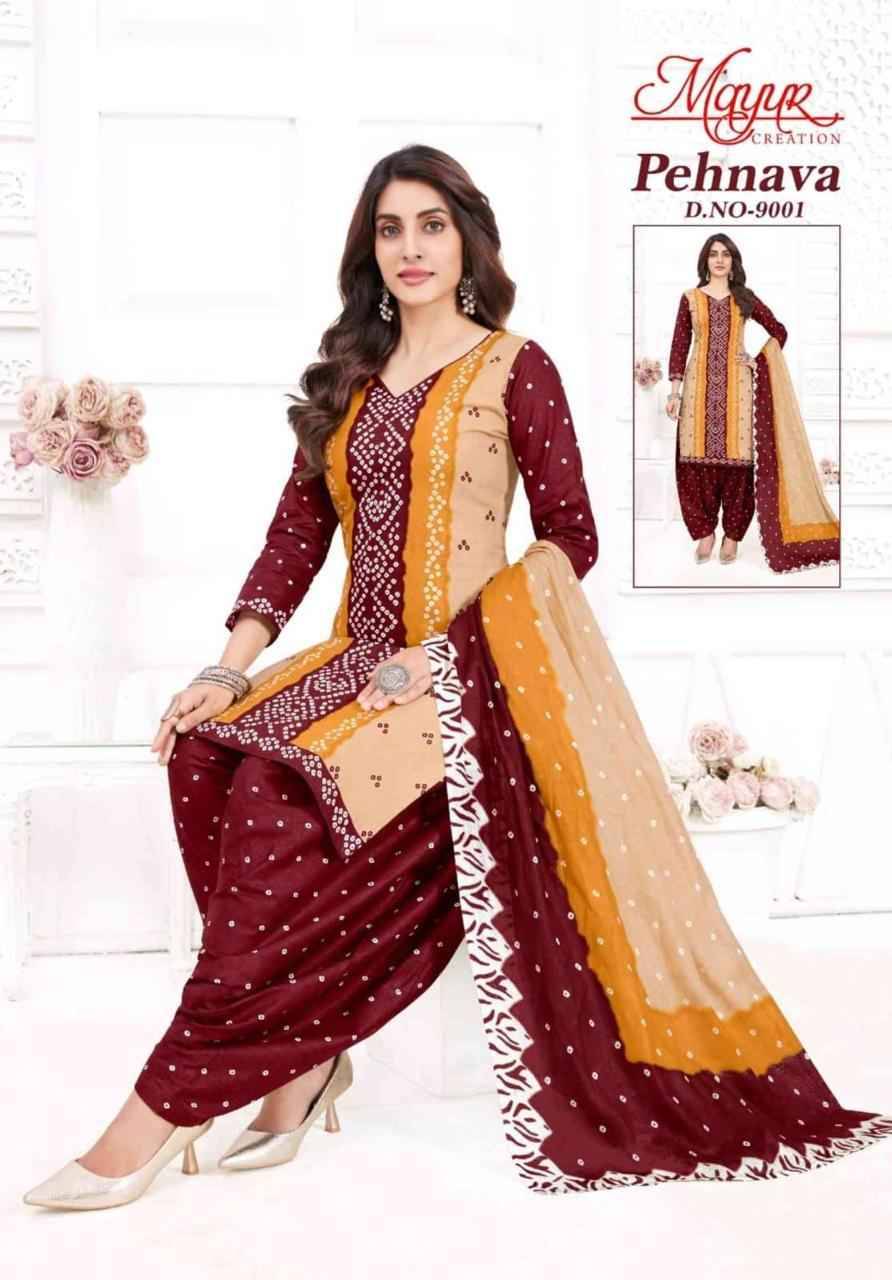 Pehnava Vol-9 By Mayur Creation 9001 To 9010 Series Beautiful Festive Suits Stylish Fancy Colorful Casual Wear & Ethnic Wear Heavy Cotton Print Dresses At Wholesale Price