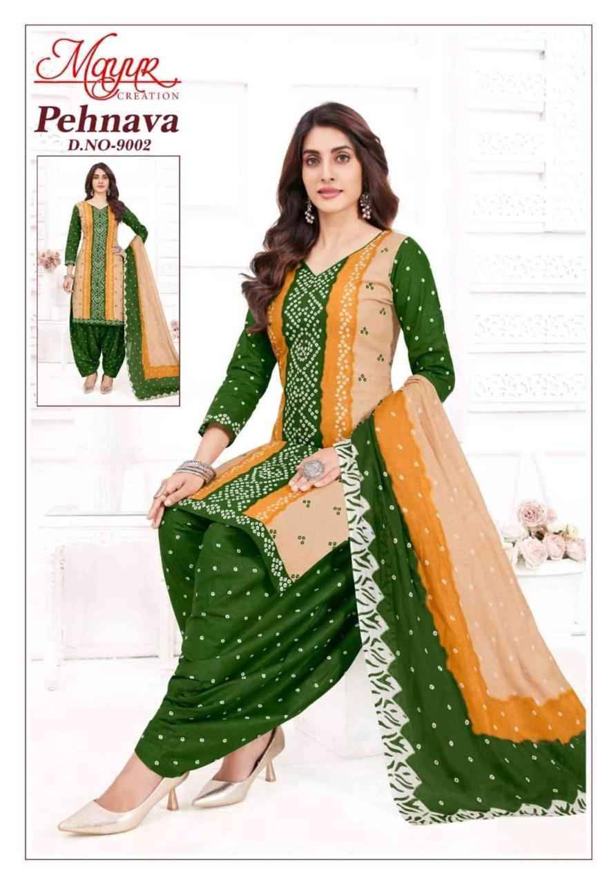 Pehnava Vol-9 By Mayur Creation 9001 To 9010 Series Beautiful Festive Suits Stylish Fancy Colorful Casual Wear & Ethnic Wear Heavy Cotton Print Dresses At Wholesale Price