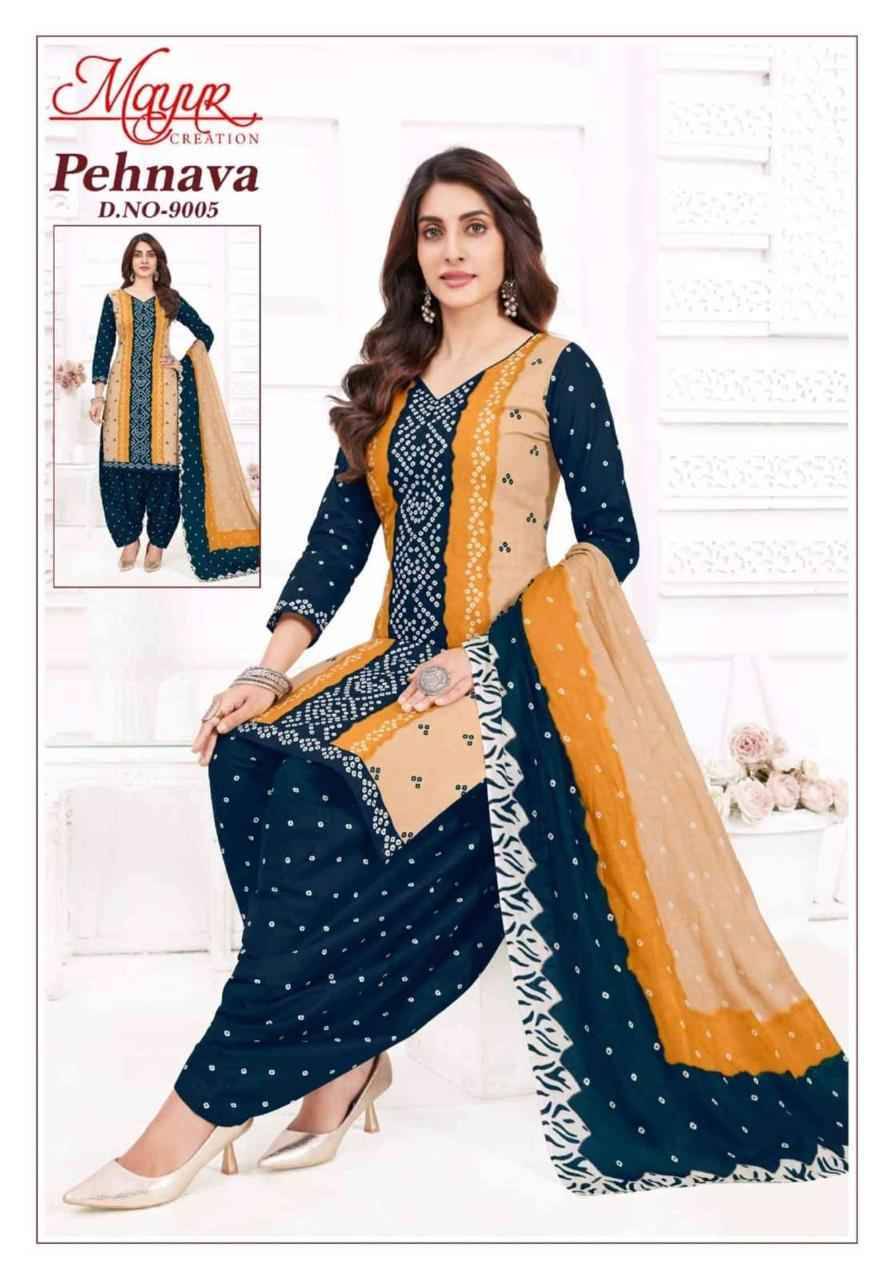 Pehnava Vol-9 By Mayur Creation 9001 To 9010 Series Beautiful Festive Suits Stylish Fancy Colorful Casual Wear & Ethnic Wear Heavy Cotton Print Dresses At Wholesale Price