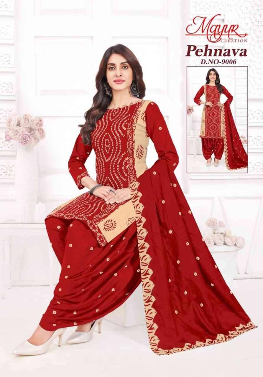 Pehnava Vol-9 By Mayur Creation 9001 To 9010 Series Beautiful Festive Suits Stylish Fancy Colorful Casual Wear & Ethnic Wear Heavy Cotton Print Dresses At Wholesale Price