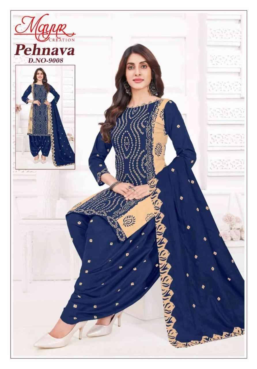 Pehnava Vol-9 By Mayur Creation 9001 To 9010 Series Beautiful Festive Suits Stylish Fancy Colorful Casual Wear & Ethnic Wear Heavy Cotton Print Dresses At Wholesale Price
