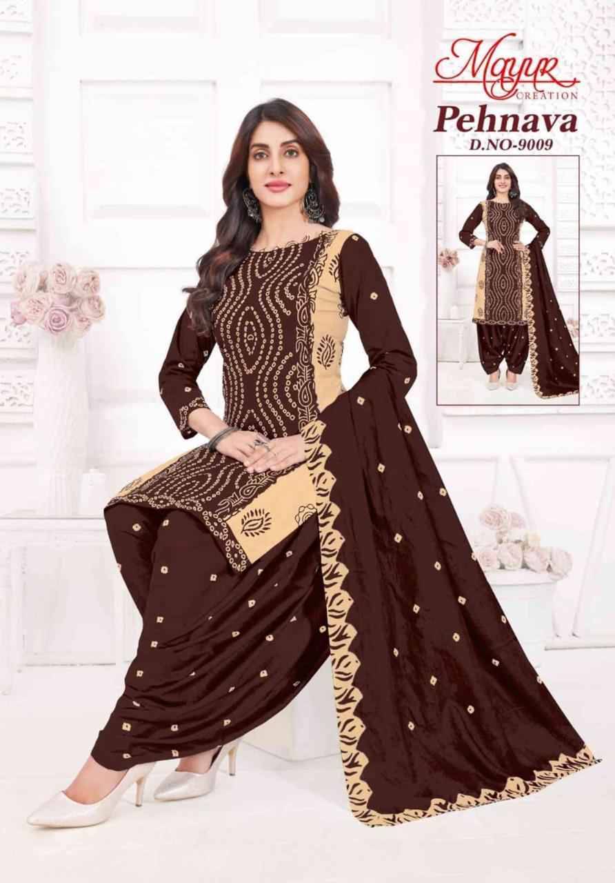 Pehnava Vol-9 By Mayur Creation 9001 To 9010 Series Beautiful Festive Suits Stylish Fancy Colorful Casual Wear & Ethnic Wear Heavy Cotton Print Dresses At Wholesale Price