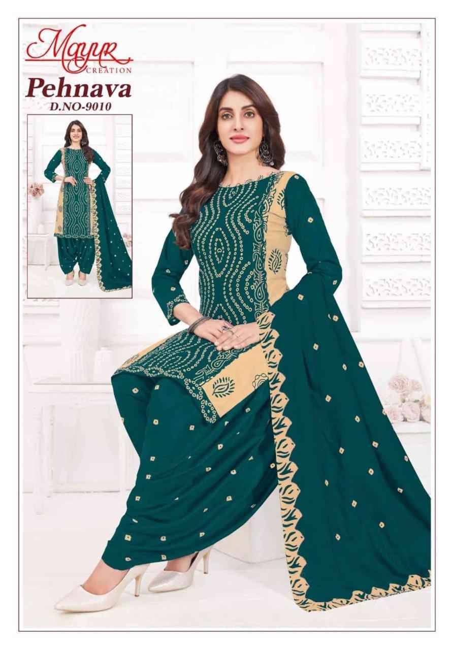 Pehnava Vol-9 By Mayur Creation 9001 To 9010 Series Beautiful Festive Suits Stylish Fancy Colorful Casual Wear & Ethnic Wear Heavy Cotton Print Dresses At Wholesale Price
