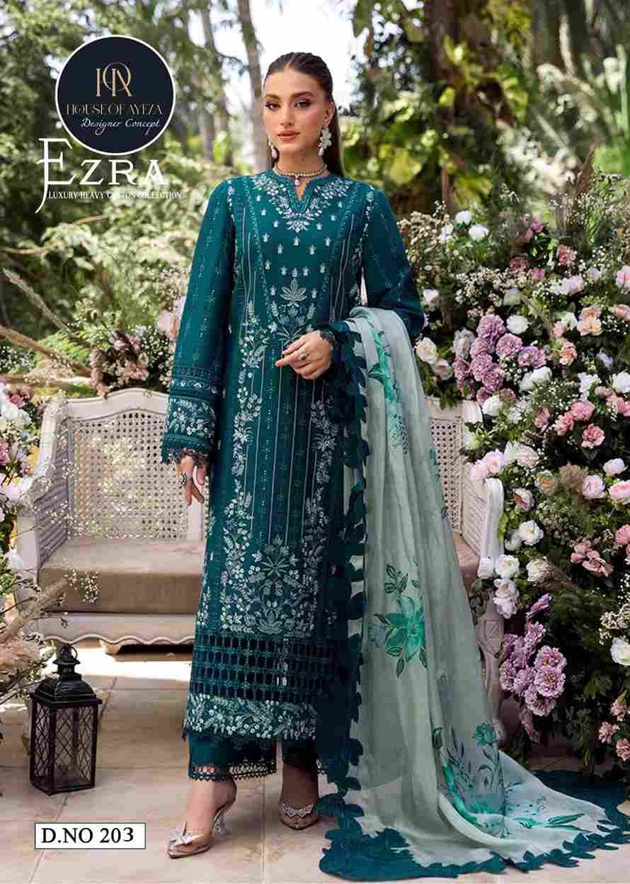 Ezra Vol-2 By House Of Ayeza 201 To 206 Series Beautiful Pakistani Suits Colorful Stylish Fancy Casual Wear & Ethnic Wear Pure Cotton Print Dresses At Wholesale Price
