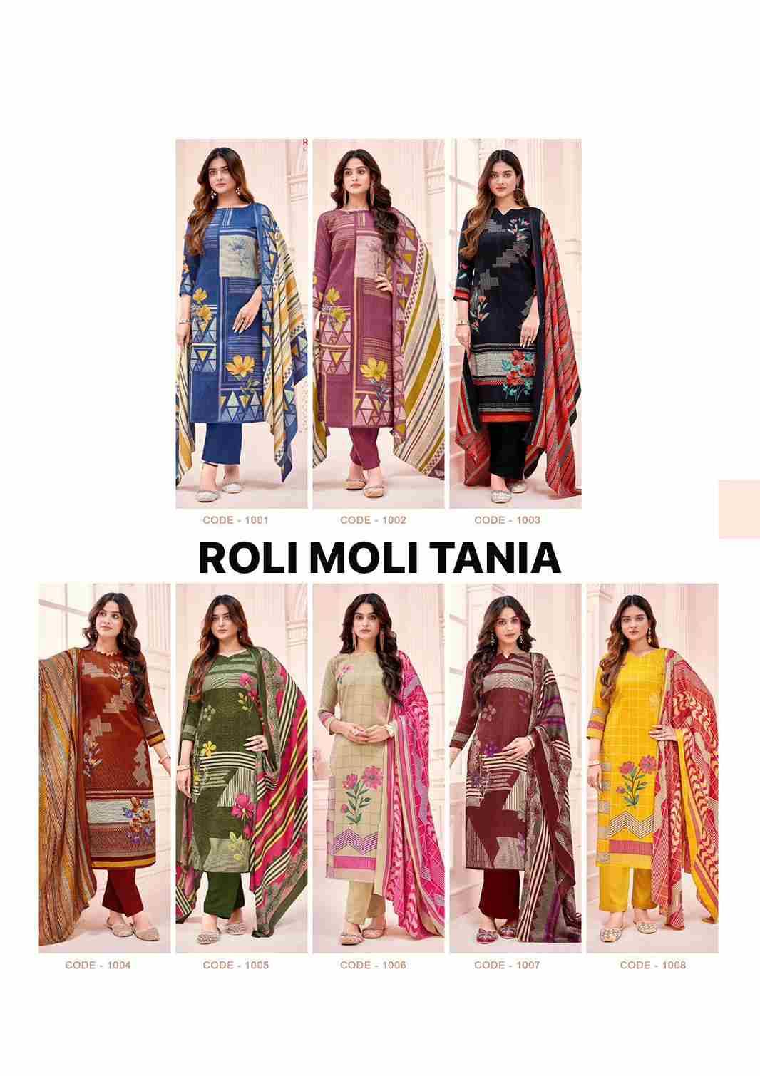 Tania By Roli Moli 1001 To 1008 Series Beautiful Stylish Festive Suits Fancy Colorful Casual Wear & Ethnic Wear & Ready To Wear Pashmina Dresses At Wholesale Price