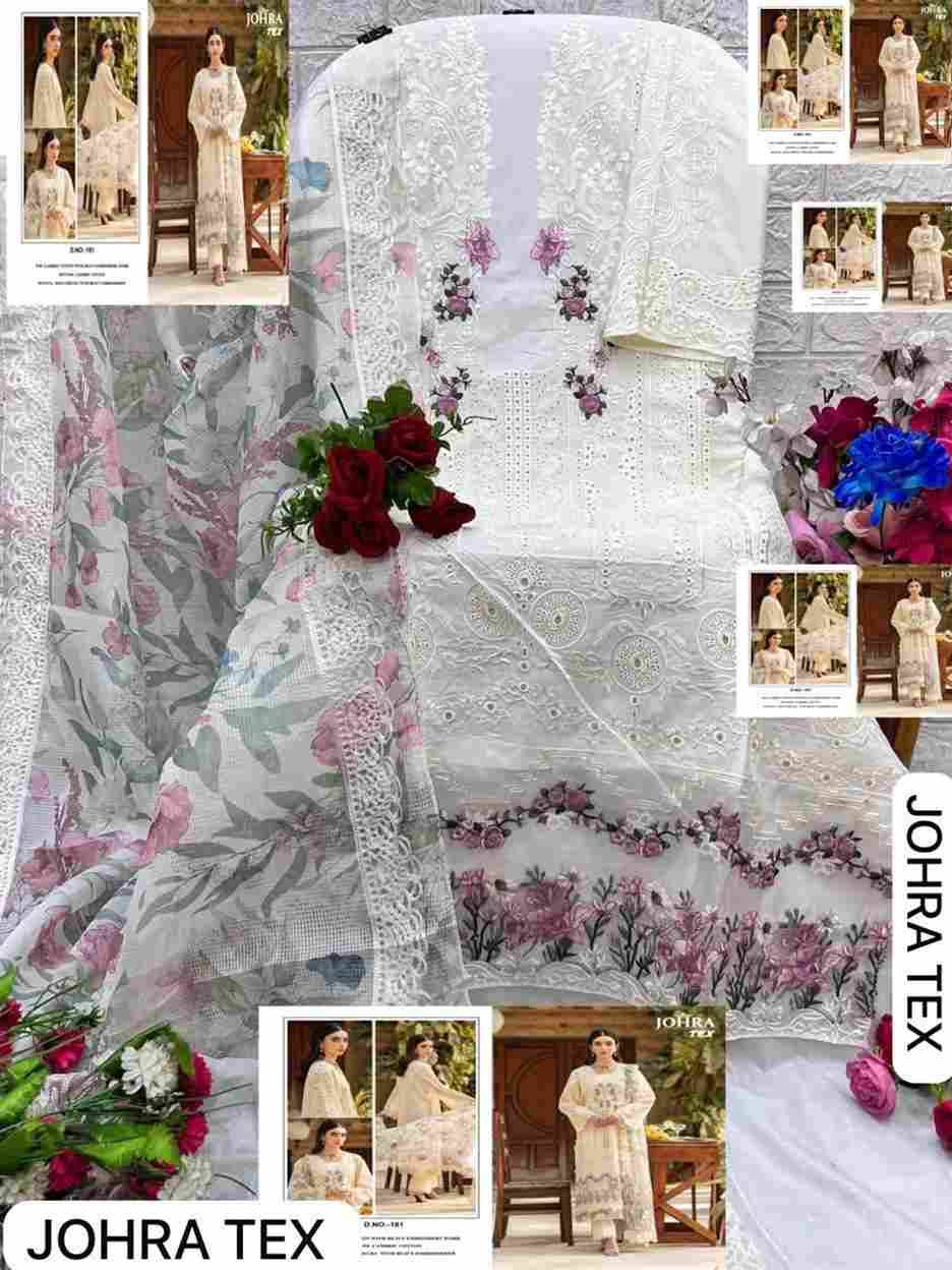 Johra Hit Design 181 By Johra Tex Beautiful Pakistani Suits Colorful Stylish Fancy Casual Wear & Ethnic Wear Cambric Cotton Embroidered Dresses At Wholesale Price