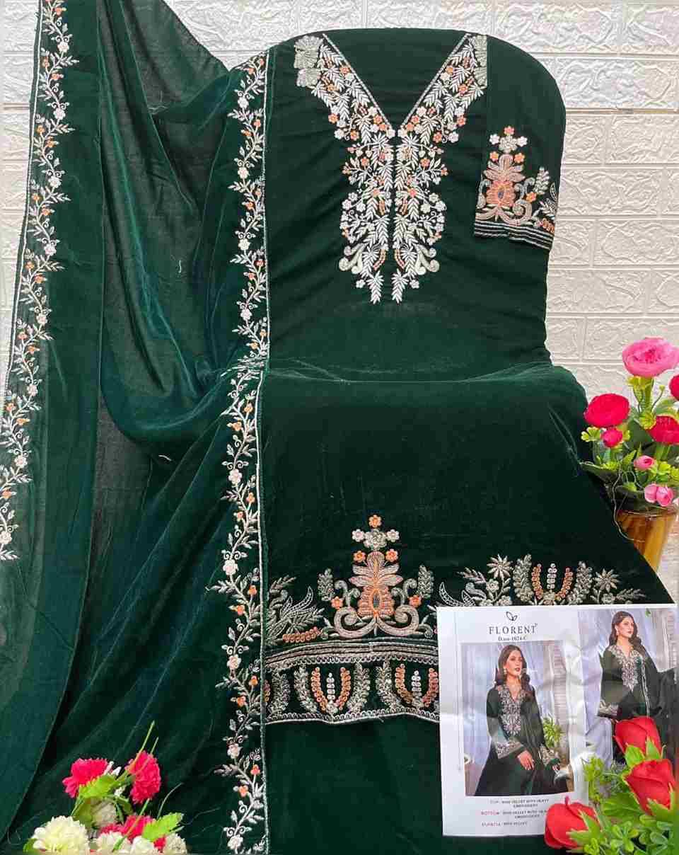Florent 1024 Colours By Fashid Wholesale 1024-A To 1024-D Series Pakistani Suits Beautiful Fancy Colorful Stylish Party Wear & Occasional Wear Velvet Embroidery Dresses At Wholesale Price