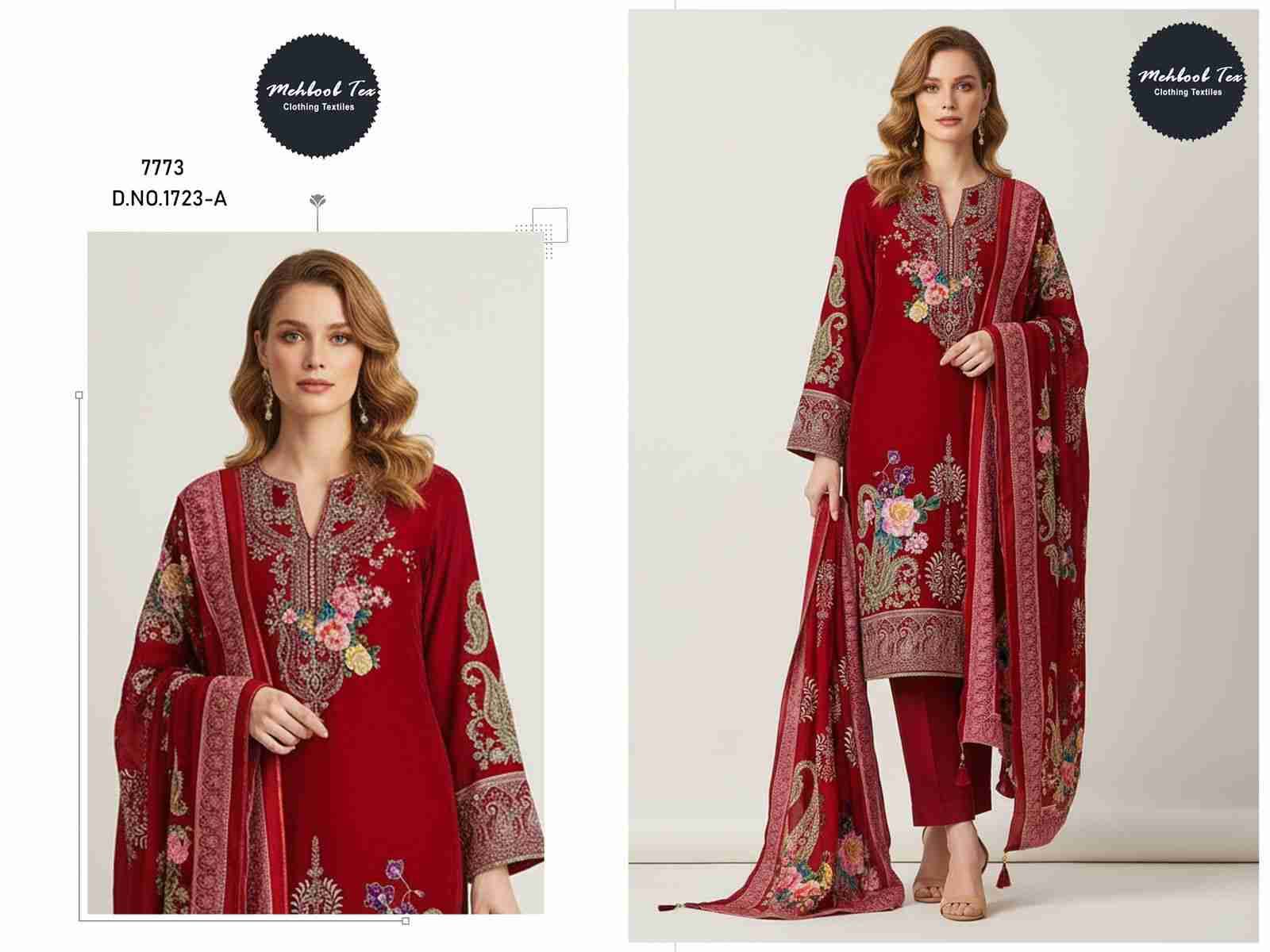 Mehboob Tex Hit Design 1723 Colours By Mehboob Tex 1723-A To 1723-D Series Beautiful Pakistani Suits Stylish Fancy Colorful Party Wear & Occasional Wear Pure Viscose Muslin Dresses At Wholesale Price