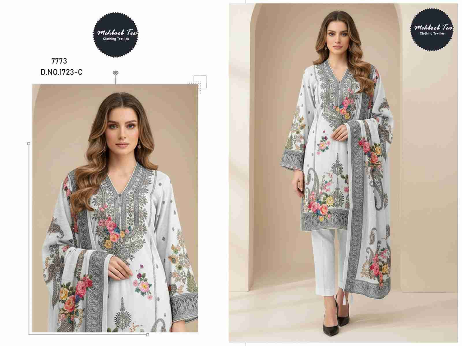 Mehboob Tex Hit Design 1723 Colours By Mehboob Tex 1723-A To 1723-D Series Beautiful Pakistani Suits Stylish Fancy Colorful Party Wear & Occasional Wear Pure Viscose Muslin Dresses At Wholesale Price
