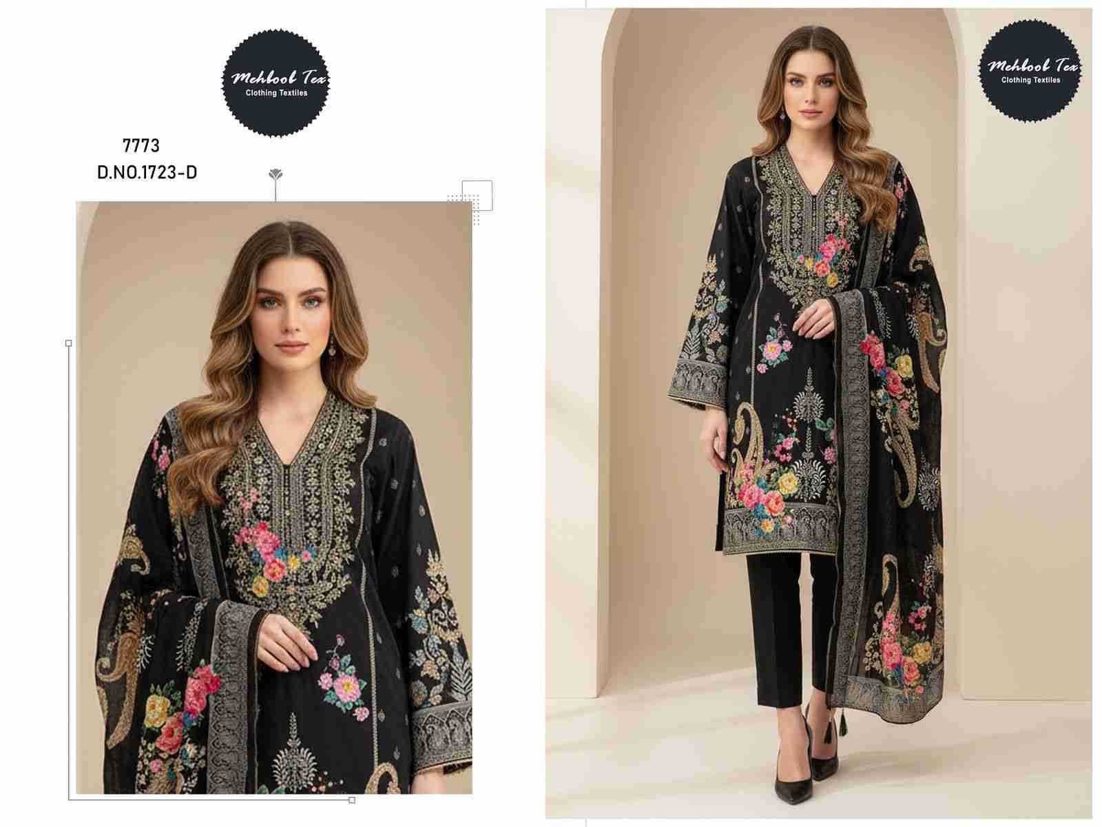 Mehboob Tex Hit Design 1723 Colours By Mehboob Tex 1723-A To 1723-D Series Beautiful Pakistani Suits Stylish Fancy Colorful Party Wear & Occasional Wear Pure Viscose Muslin Dresses At Wholesale Price