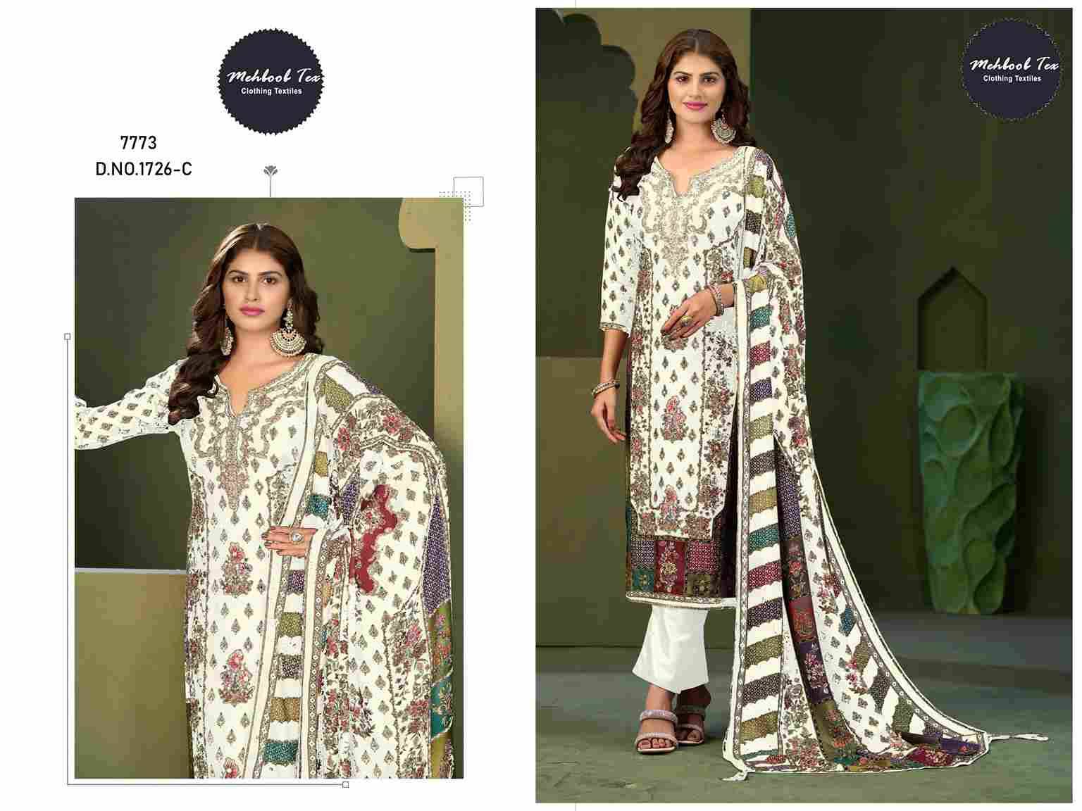 Mehboob Tex Hit Design 1726 Colours By Mehboob Tex 1726-A To 1726-D Series Beautiful Pakistani Suits Stylish Fancy Colorful Party Wear & Occasional Wear Pure Viscose Muslin Dresses At Wholesale Price