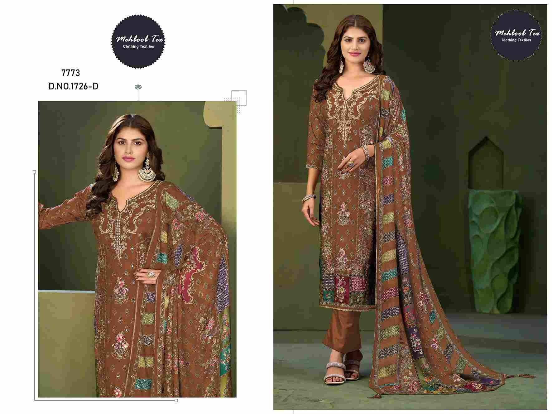 Mehboob Tex Hit Design 1726 Colours By Mehboob Tex 1726-A To 1726-D Series Beautiful Pakistani Suits Stylish Fancy Colorful Party Wear & Occasional Wear Pure Viscose Muslin Dresses At Wholesale Price