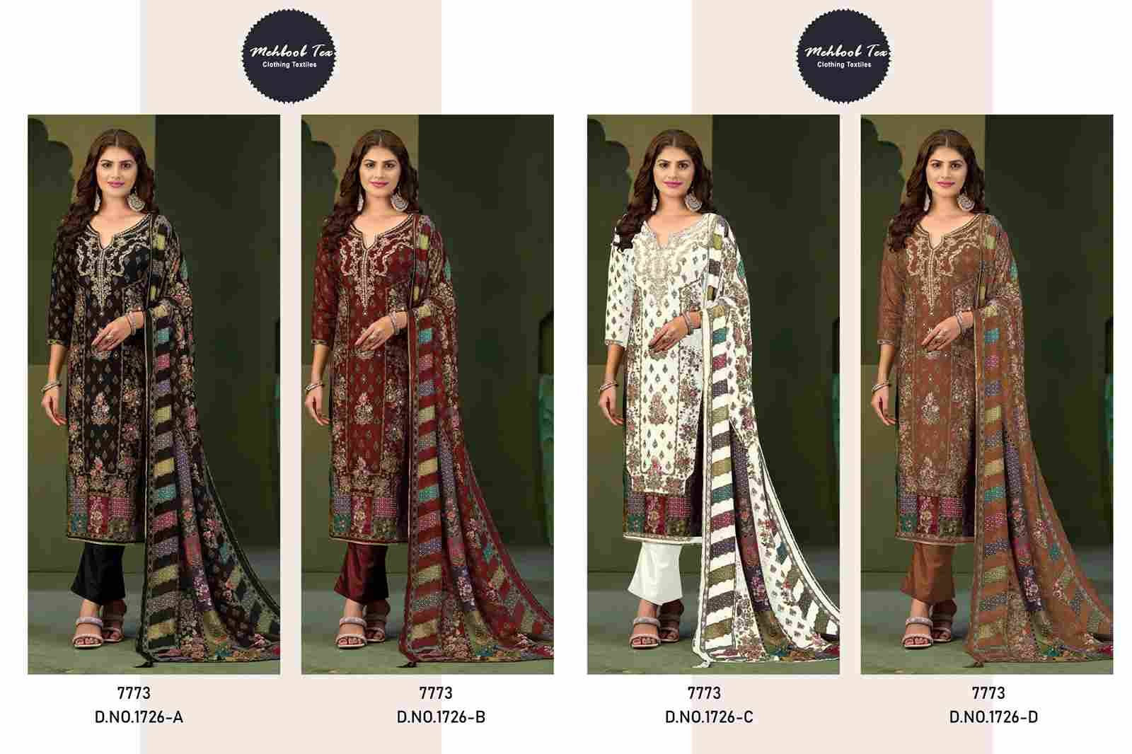Mehboob Tex Hit Design 1726 Colours By Mehboob Tex 1726-A To 1726-D Series Beautiful Pakistani Suits Stylish Fancy Colorful Party Wear & Occasional Wear Pure Viscose Muslin Dresses At Wholesale Price