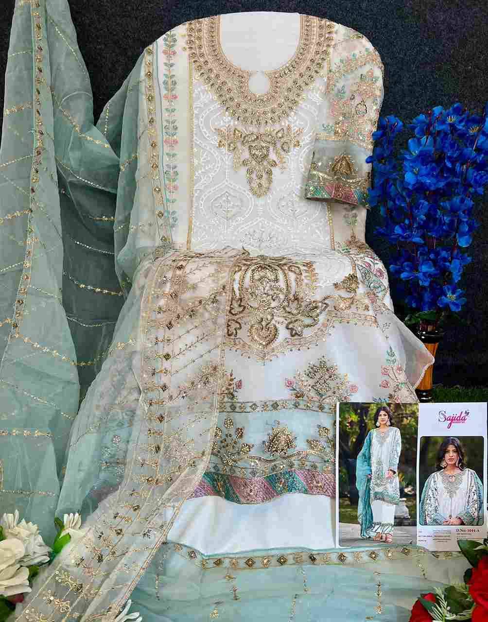 Saira 1044 Colours By Sajida Designer Suit 1044-A To 1044-B Series Designer Pakistani Suits Beautiful Fancy Stylish Colorful Party Wear & Occasional Wear Organza With Embroidery Dresses At Wholesale Price