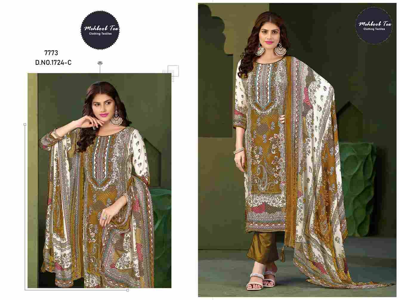 Mehboob Tex Hit Design 1724 Colours By Mehboob Tex 1724-A To 1724-D Series Beautiful Pakistani Suits Stylish Fancy Colorful Party Wear & Occasional Wear Pure Viscose Muslin Dresses At Wholesale Price