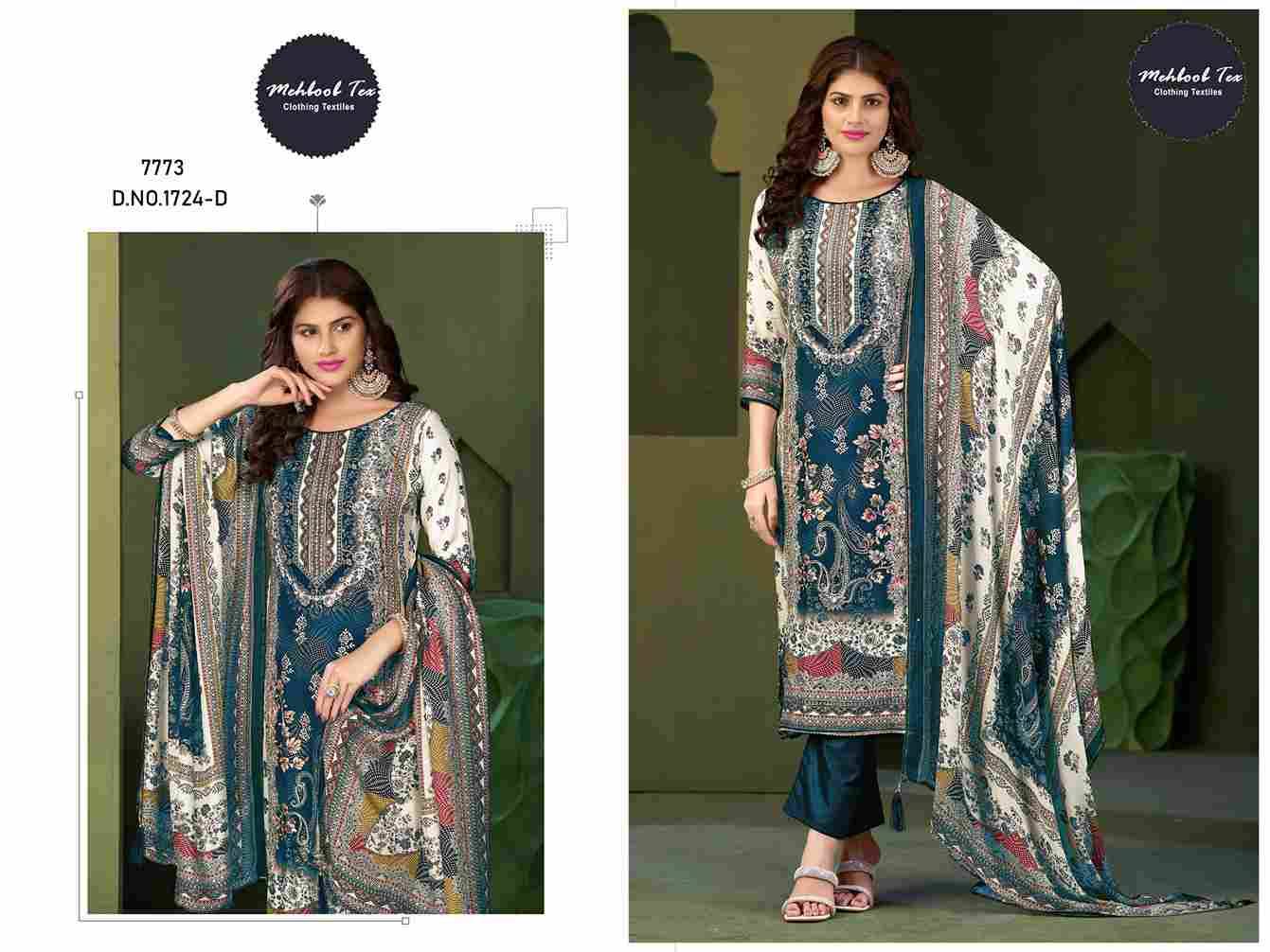 Mehboob Tex Hit Design 1724 Colours By Mehboob Tex 1724-A To 1724-D Series Beautiful Pakistani Suits Stylish Fancy Colorful Party Wear & Occasional Wear Pure Viscose Muslin Dresses At Wholesale Price