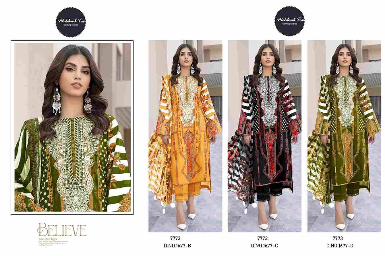 Mehboob Tex Hit Design 1677 Colours By Mehboob Tex 1677-B To 1677-D Series Beautiful Pakistani Suits Stylish Fancy Colorful Party Wear & Occasional Wear Pure Cotton Dresses At Wholesale Price