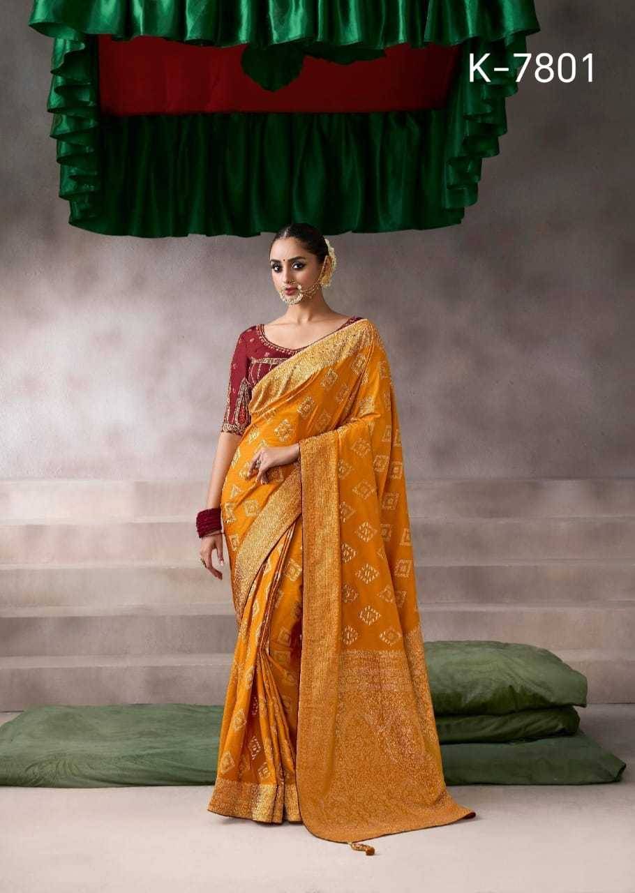 Kamala By Kira 7801 To 7810 Series Indian Traditional Wear Collection Beautiful Stylish Fancy Colorful Party Wear & Occasional Wear Pure Silk Sarees At Wholesale Price